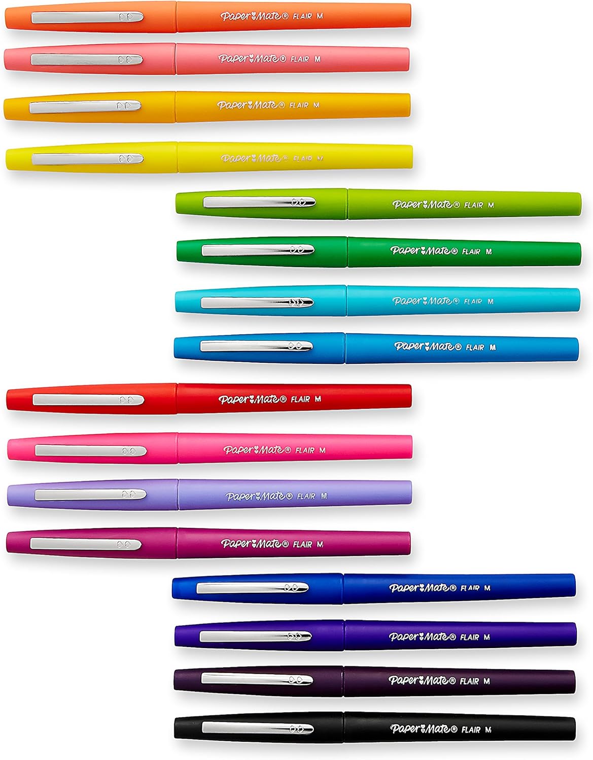 paper mate flair felt tip pens, medium point (0.7mm), assorted colors, 16 count medium tip
