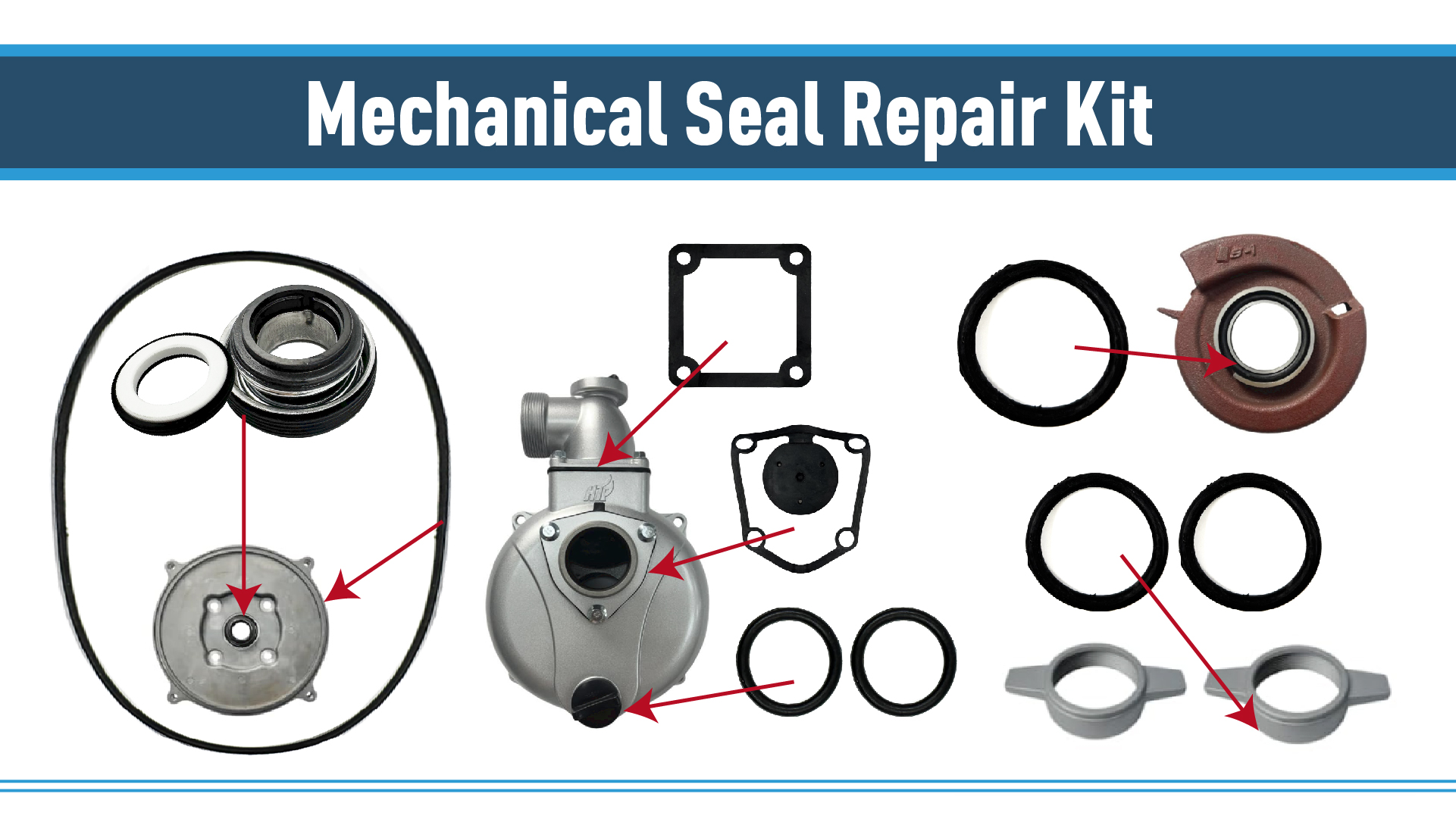 Mechanical Seal Repair Kit with Gasket, Flapper Washer, and O-Ring