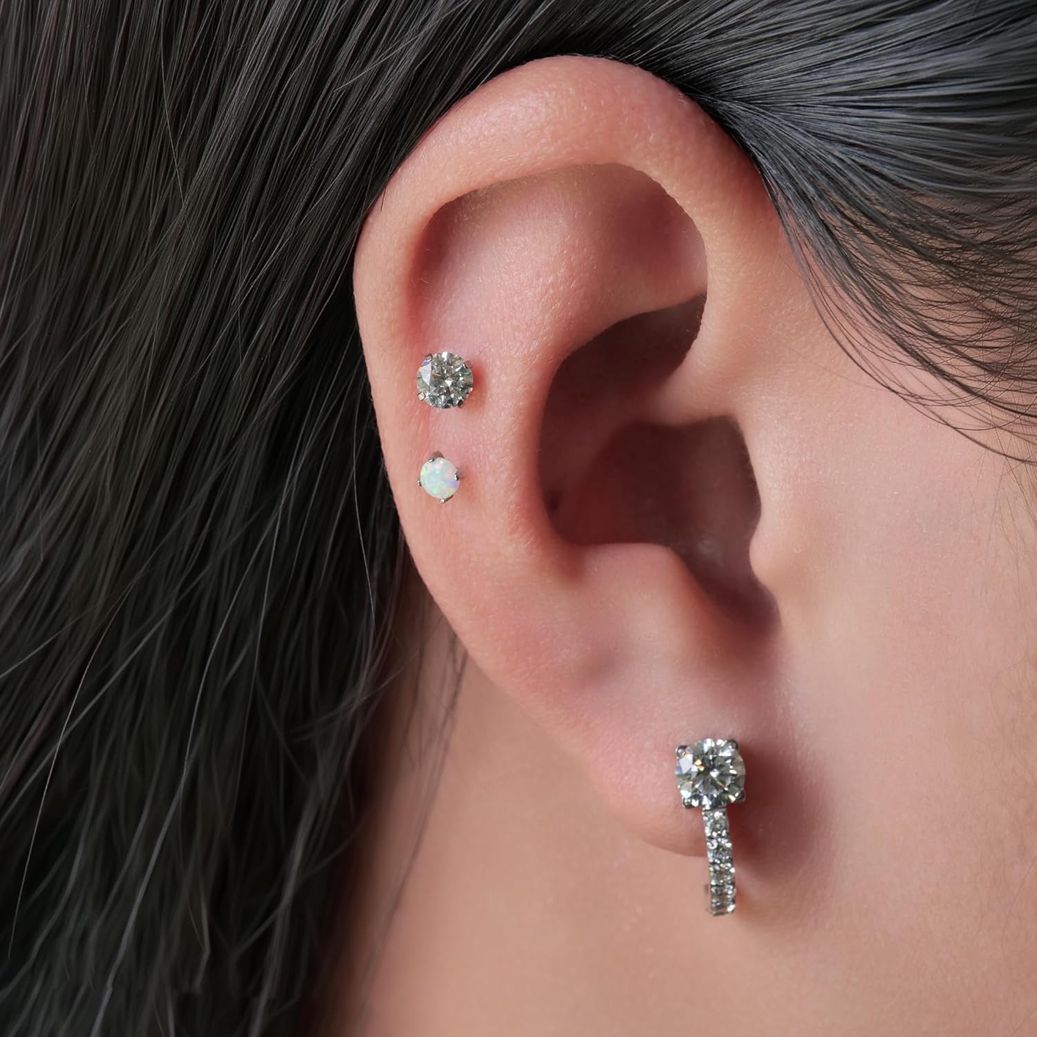 Limerencia Hypoallergenic F136 Pure Titanium Post Cubic Zirconia Huggie Earrings | Small Hoop Earrings for Women Men | Lightweight Fashion Stud Earring for Sensitive Ears - Image 3