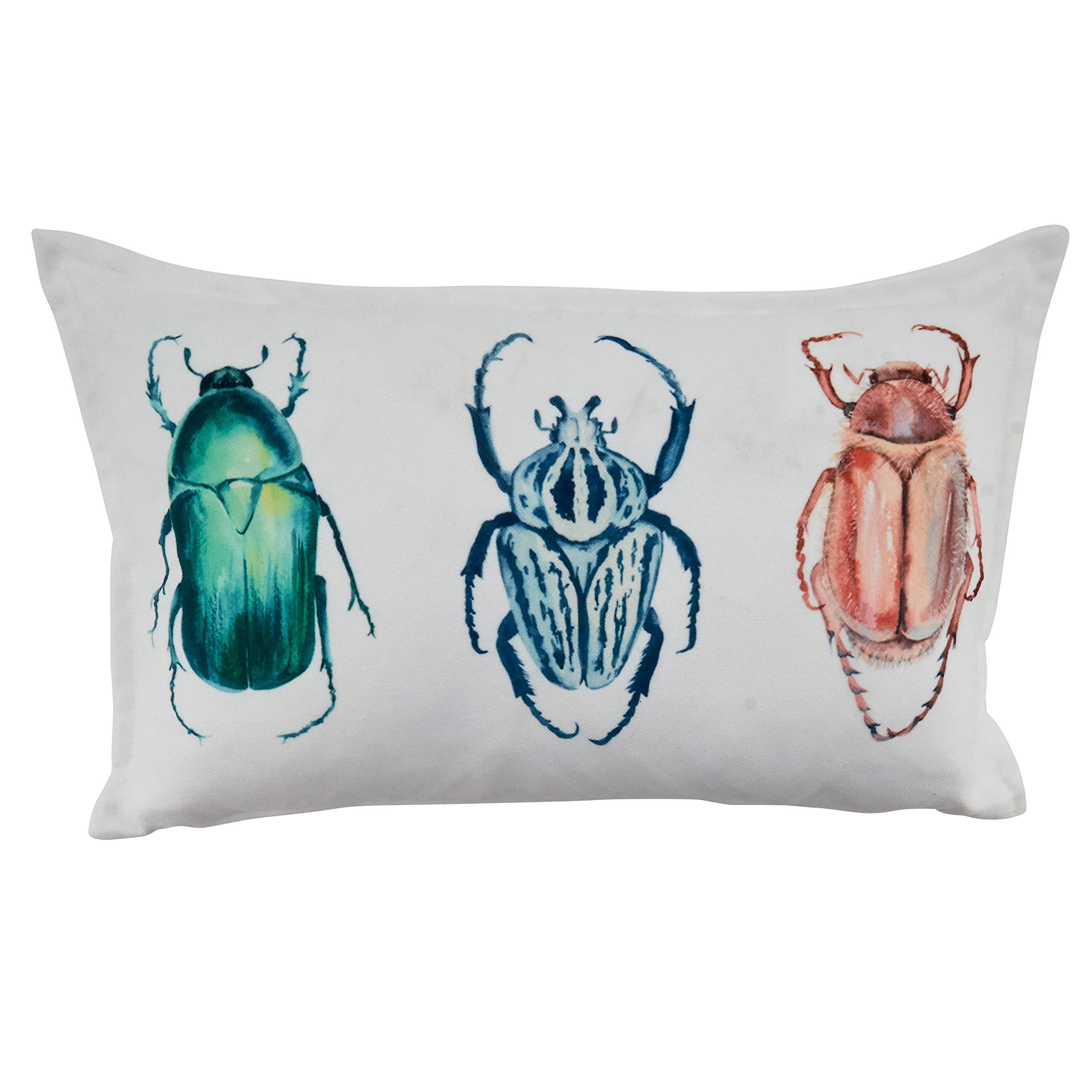 Saro Lifestyle Insectes Collection Bugs Throw Pillow Cover, 12" x 20", White