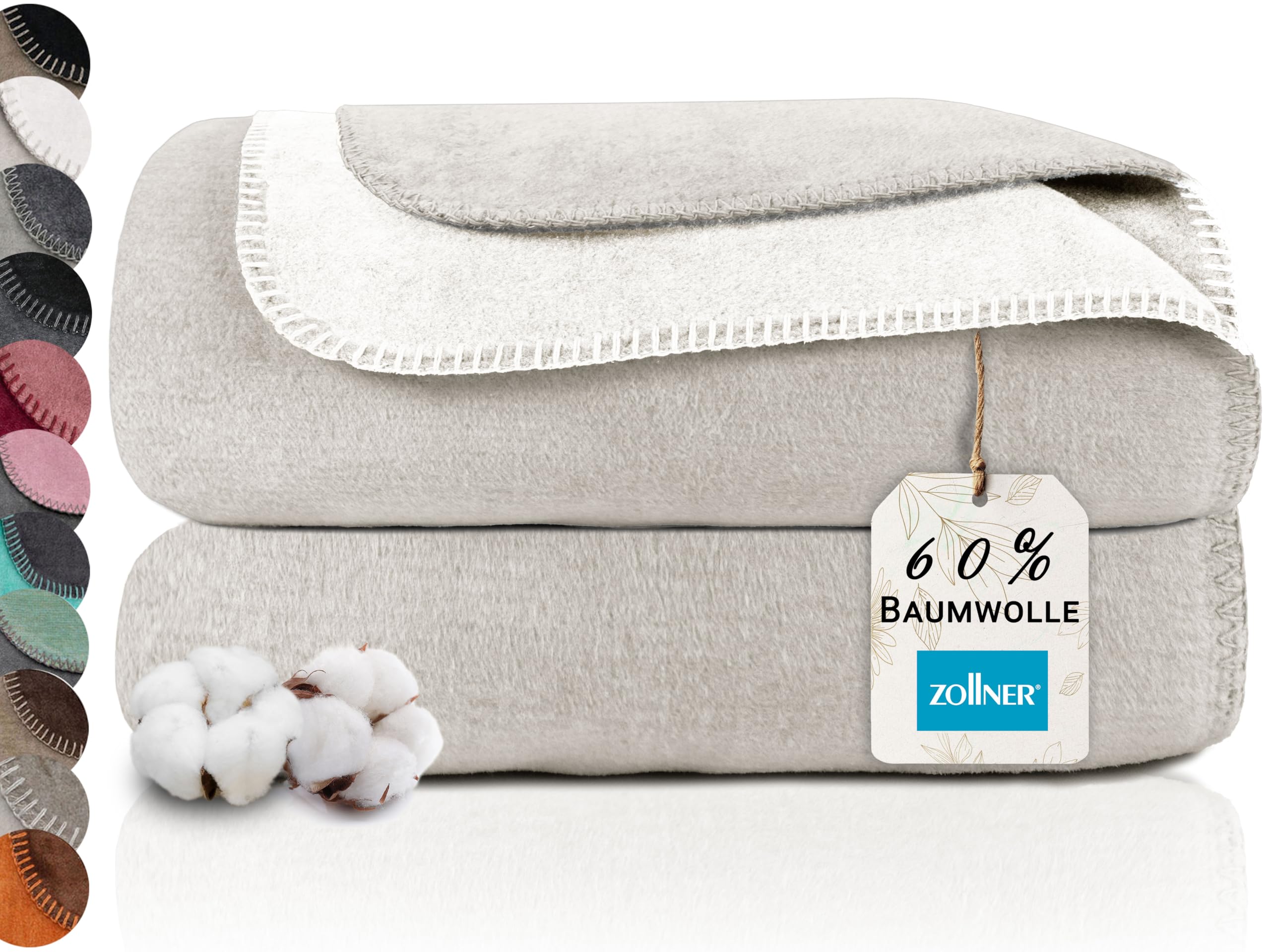 ZOLLNER Kuscheldecke zweifarbig – 150x200 cm, beige – Produktbeschreibung