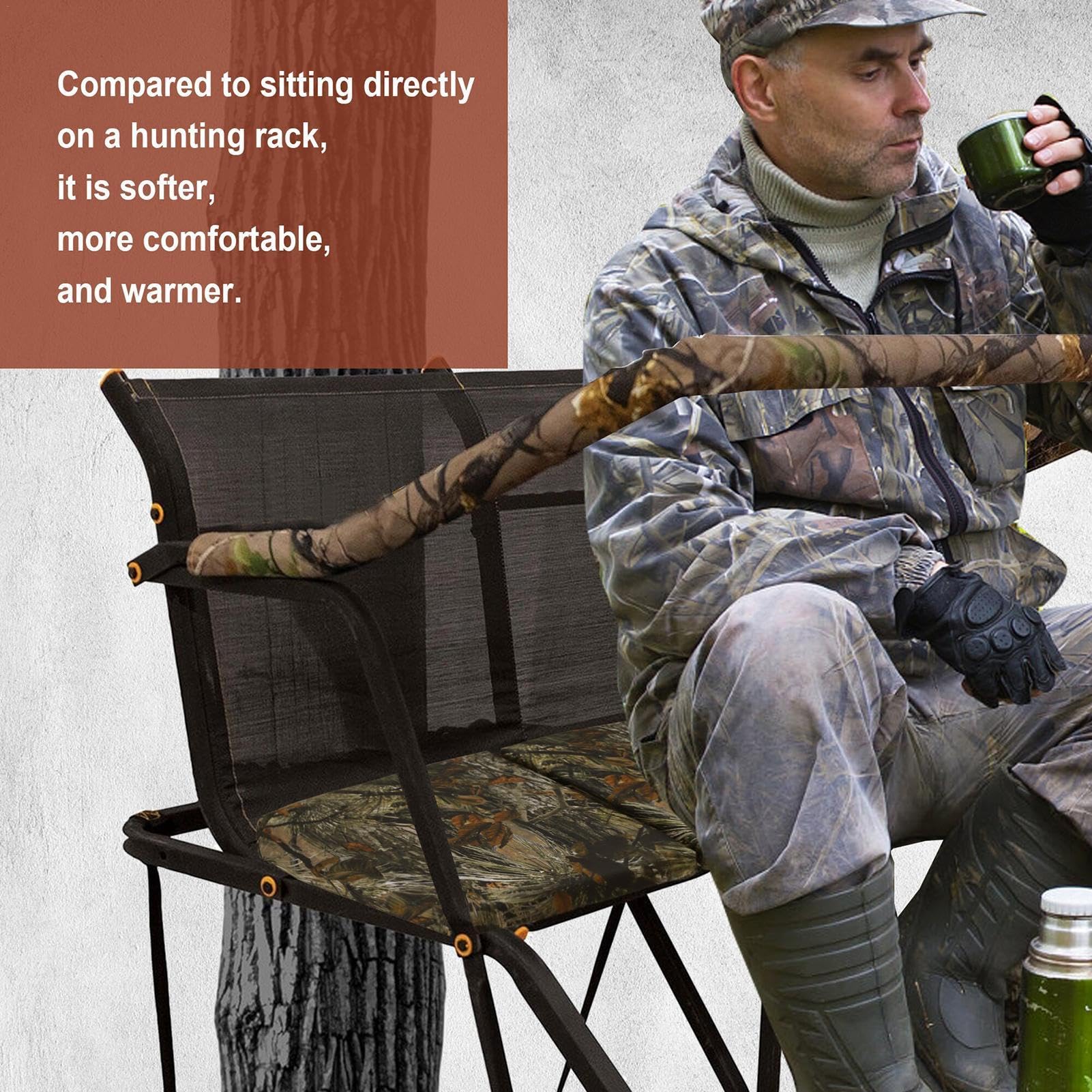 Tree Stand Replacement Seat - 2 People Tree Stand Seat | Lightweight Padded Hunting Tree Seat | Foldable Camouflage Hunting Tree Seat Cushion | Climbing Tree Stand Seat For Climbing Deer Tree Stand