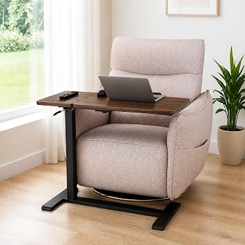 Tray Table, 360 Swivel Table for Recliner, Adjustable Height with X-Large Table for Eating and Laptop, TV Trays for Couches & Chairs, Over the Bed Table with Wheels with Brakes