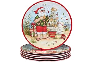 Certified International Santa's Wish Melamine 11" Dinner Plates for Holiday Gatherings