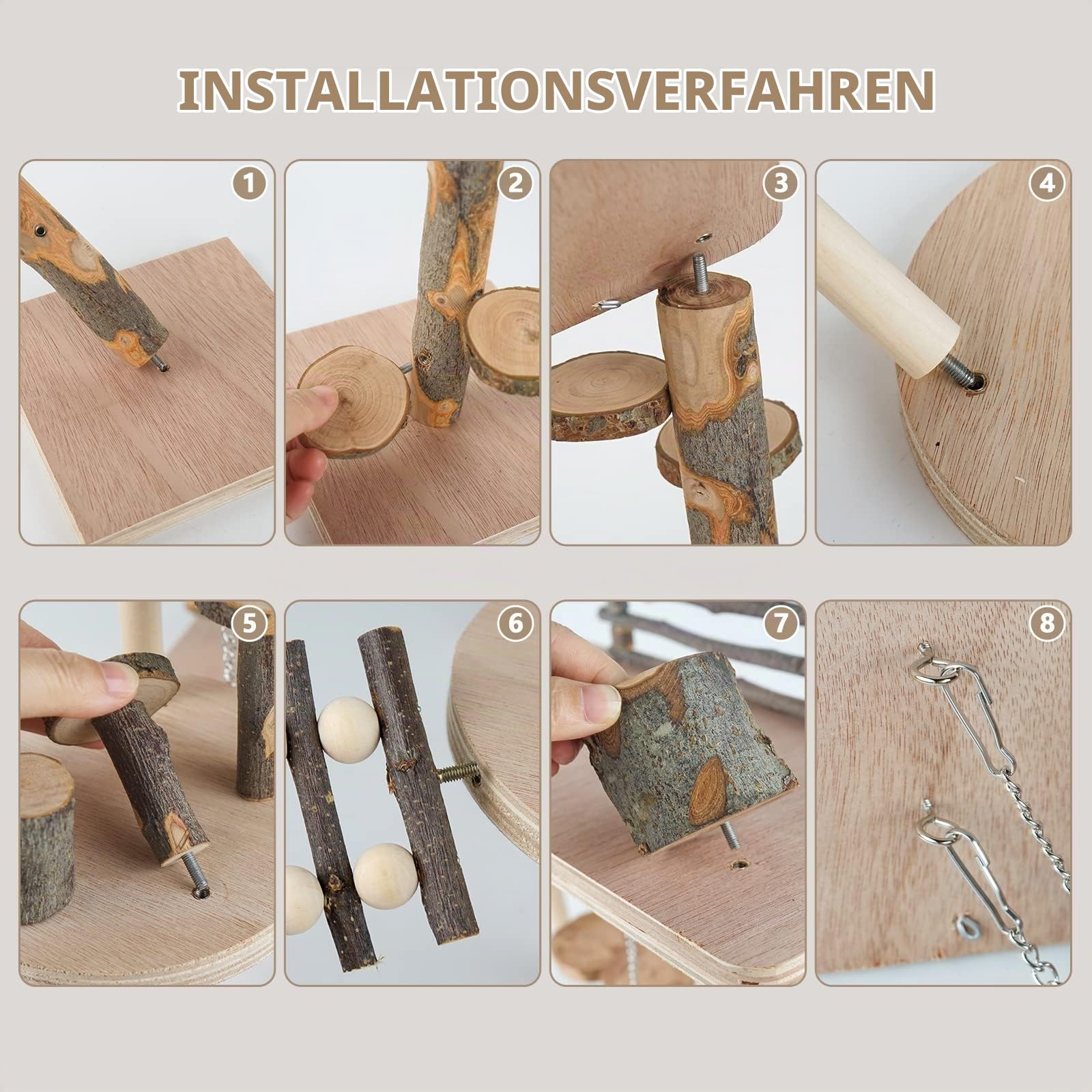DIY Hamster Spielzeug aus Holz, Hamsterversteck Holzhaus Kammer Kleintiere Haustiere Tunnel Erkundungsspielzeug für Zwerghamster, Syrische Hamster, Rennmäuse, Igel, Ratten, Mäuse
