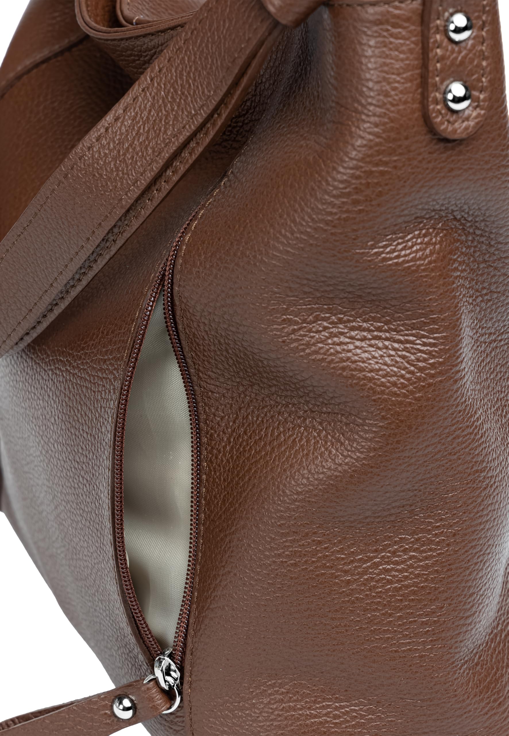 Caspar Sportlich Elegante Ledertasche 2-in-1 Damen Schulter- und Umhängetasche - PREMIUM LINE - Modell No.806 - Made in Italy