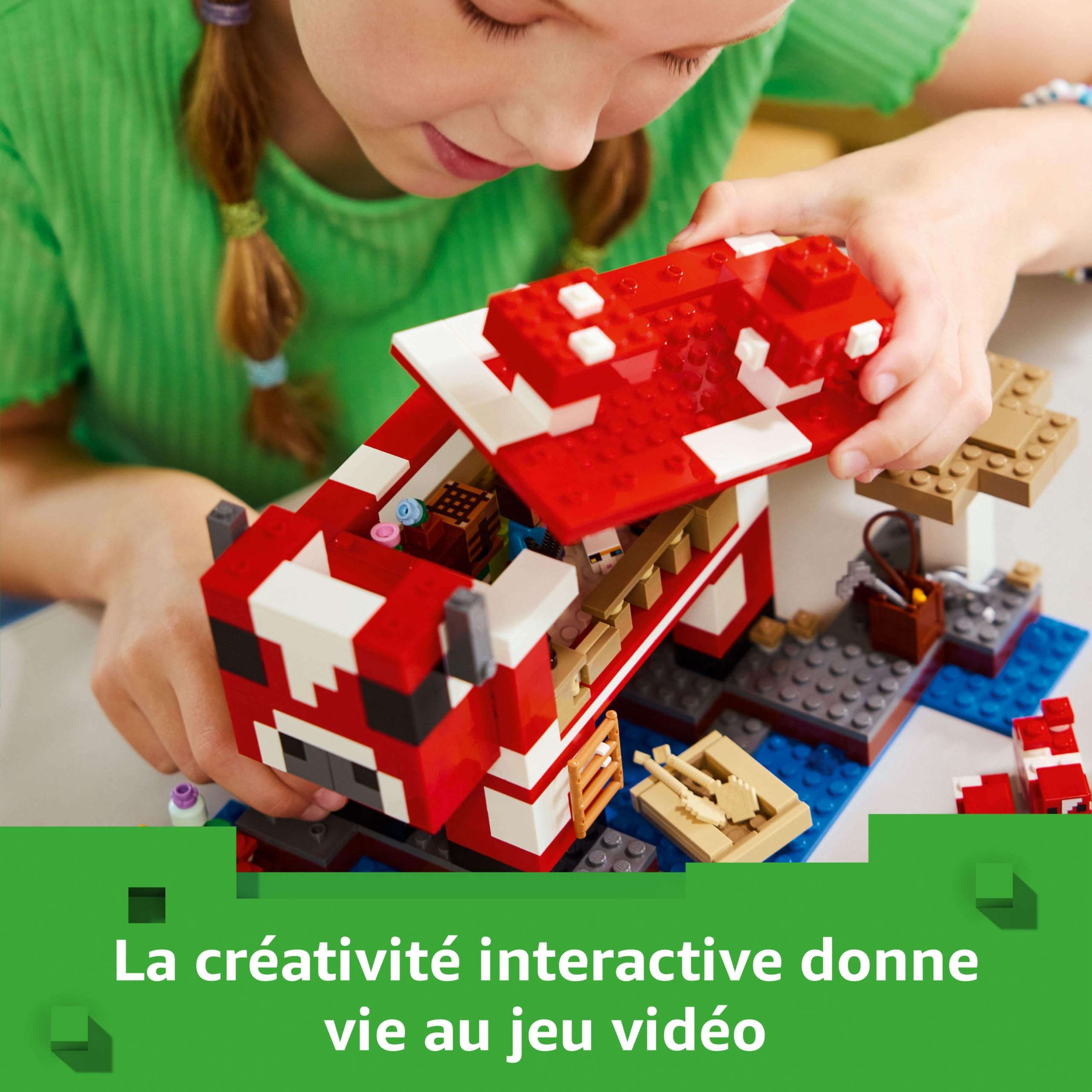 LEGO Minecraft La Maison des Champimeuhs - Jouet de Construction avec Figurine de Steve, Mobs, Table de Fabrication & Ferme - Cadeau pour Gamer, Fille ou Garçon dès 8 Ans 21270