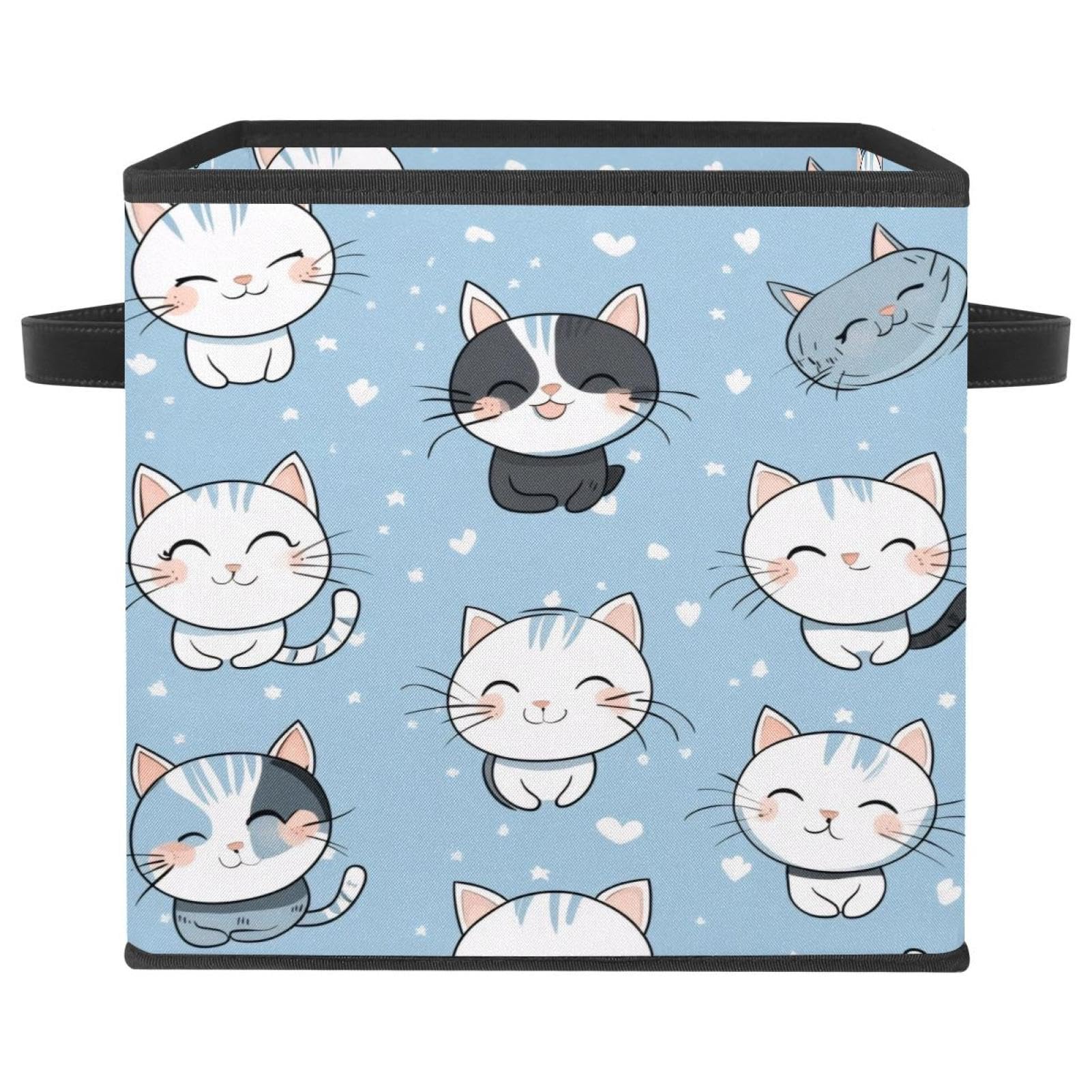 Boîte chat de rangement pour penderie ordonnée avec grand bac pliable à double poignées