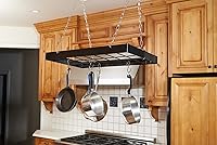 Vista 5 de Fox Run Estante para colgar ollas de cocina, estante rectangular con cadenas y 6 ganchos