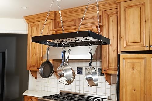 Miniatura 5 de Fox Run Estante para colgar ollas de cocina, estante rectangular con cadenas y 6 ganchos
