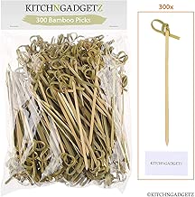 Bamboo Cocktail Picks - 300 Pack - 4.1 inch - With Looped Knot - Great for Cocktail Party or Barbeque Snacks, Club Sandwiches, etc. - Natural Bamboo - Keeps Ingredients Pinned Together - Stylish - coolthings.us