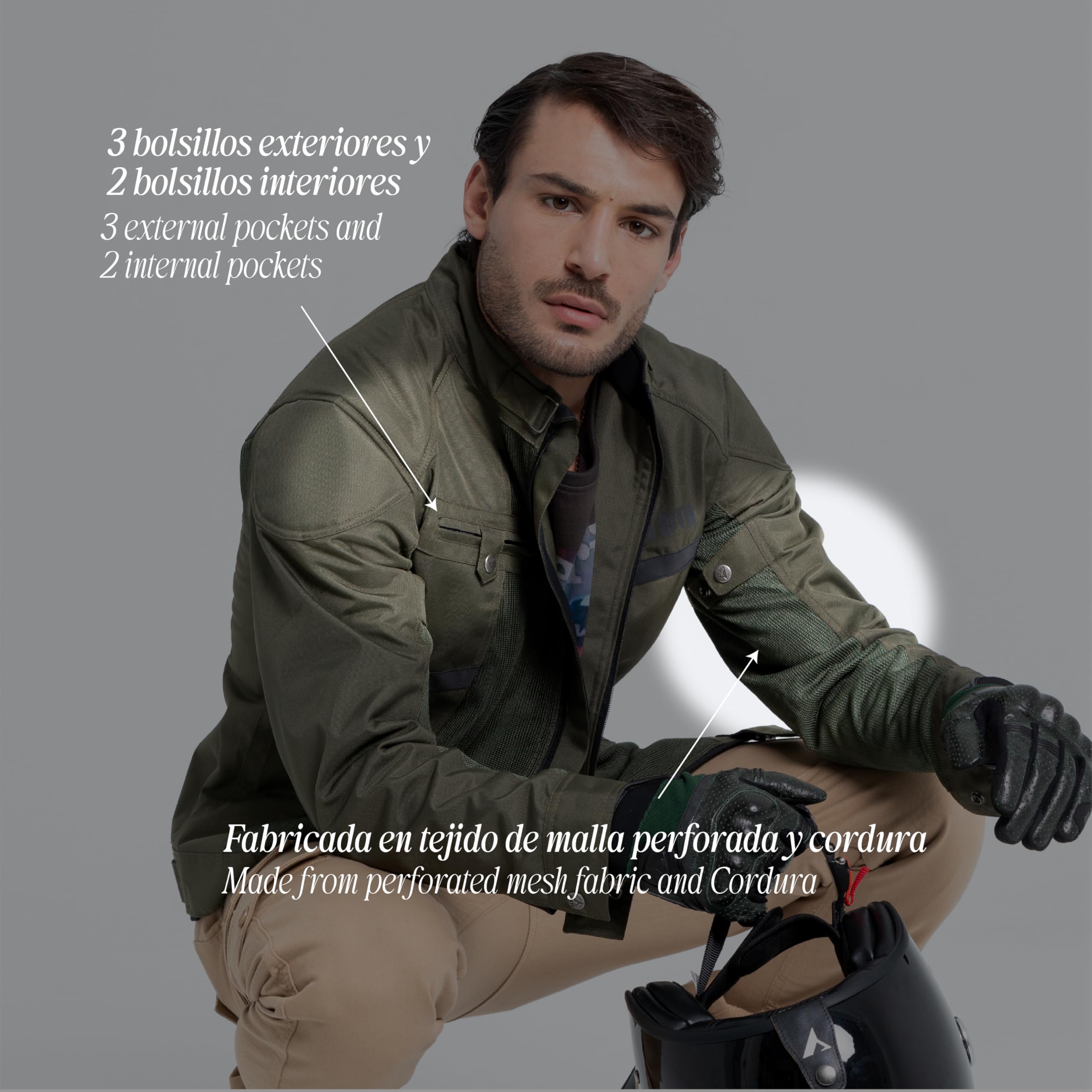 BY CITY - Chaqueta Summer Route Hombre - Tejido De Malla Perforada Y Cordura - Material Reflectante En Pecho, Espalda Y Cuello - Ajustable En Cintura, Brazos Y Cuello - Talla L - Verde