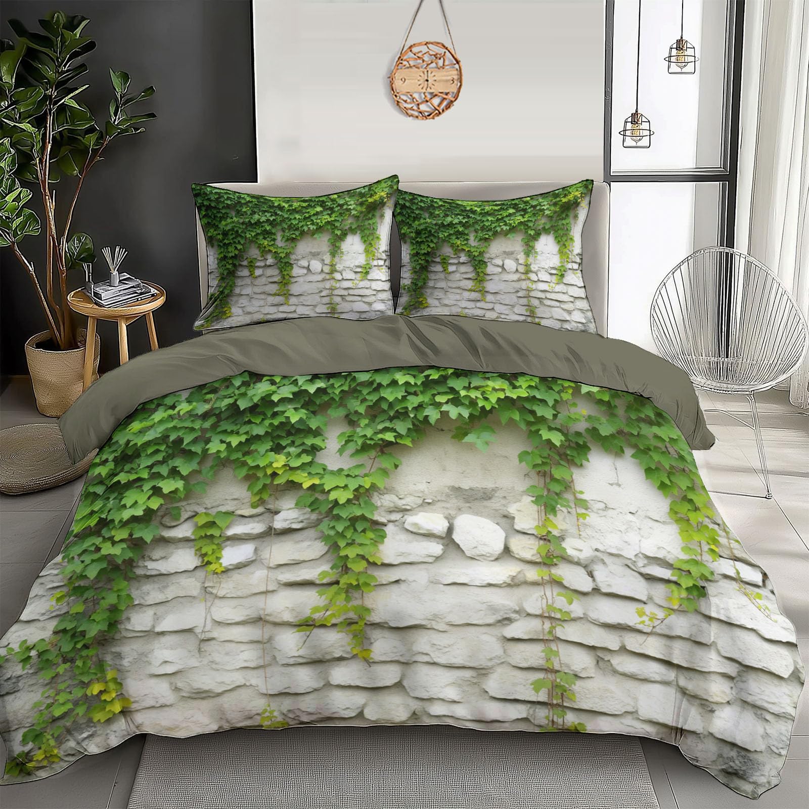 Housse de couette lierre 240x260 cm pour lit deux personnes style nature