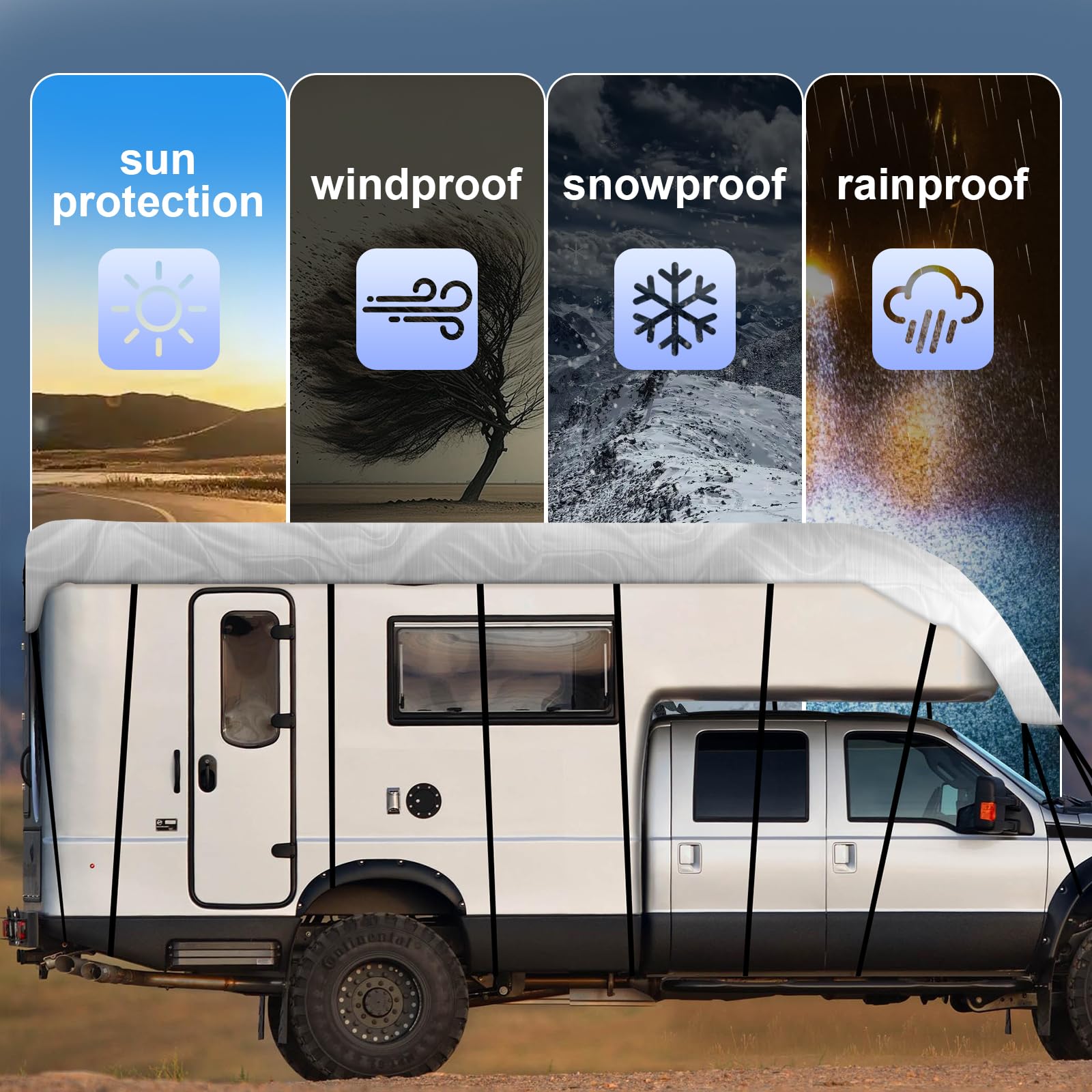 Copertura Camper 6-6.5x3m - Telo Protettivo UV, Impermeabile, Per Neve E Gelo, Argento - Foto 5