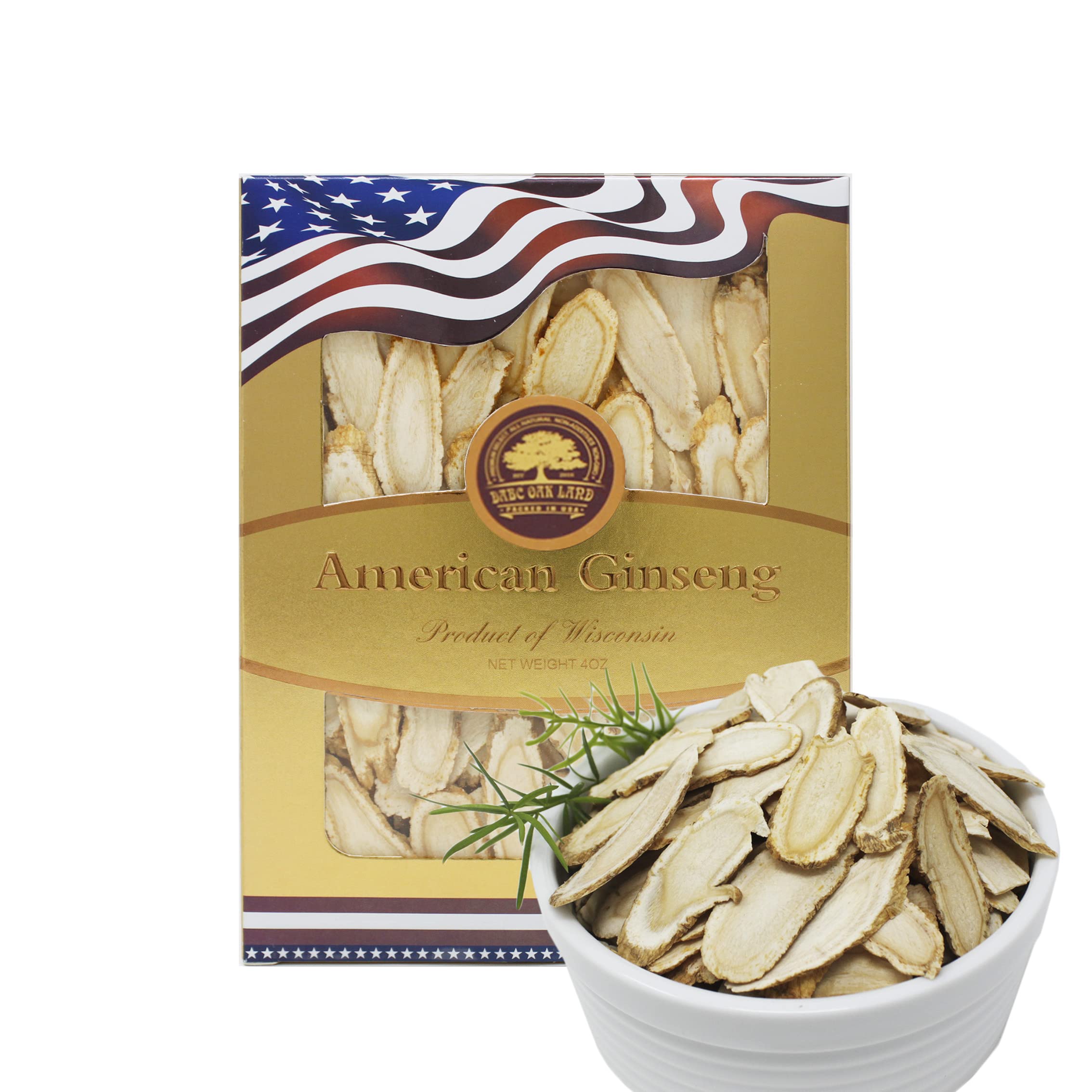 American Ginseng Slices from Wisconsin, DOL American Wisconsin Ginseng Slices Root for Tea, Energy for Men Women Mental Health Boosts Immunity, Gluten Free, Long Strip 1 Box of 4 Ounces