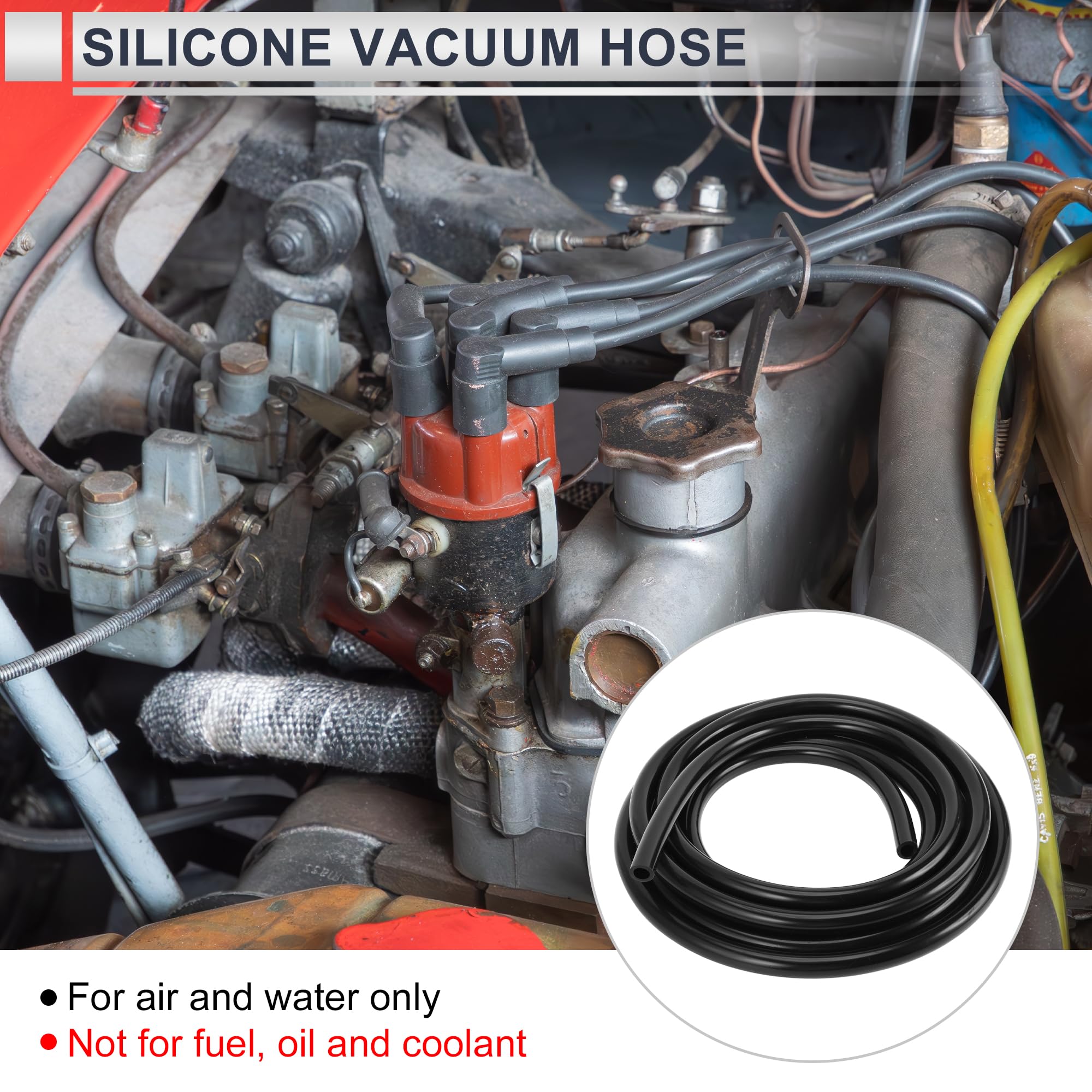 1 manguera de vacío universal de silicona para alta temperatura, 20 pies, 1/2 pulgada, 12 mm de diámetro interior, 3 mm de grosor, línea de vacío automotriz de presión máxima de 130 PSI,