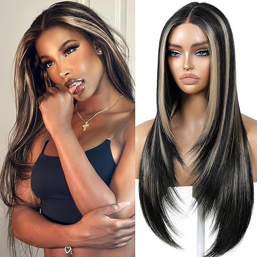 Wear and Go Glueless Black Wig With Bangs Synthetic Lace