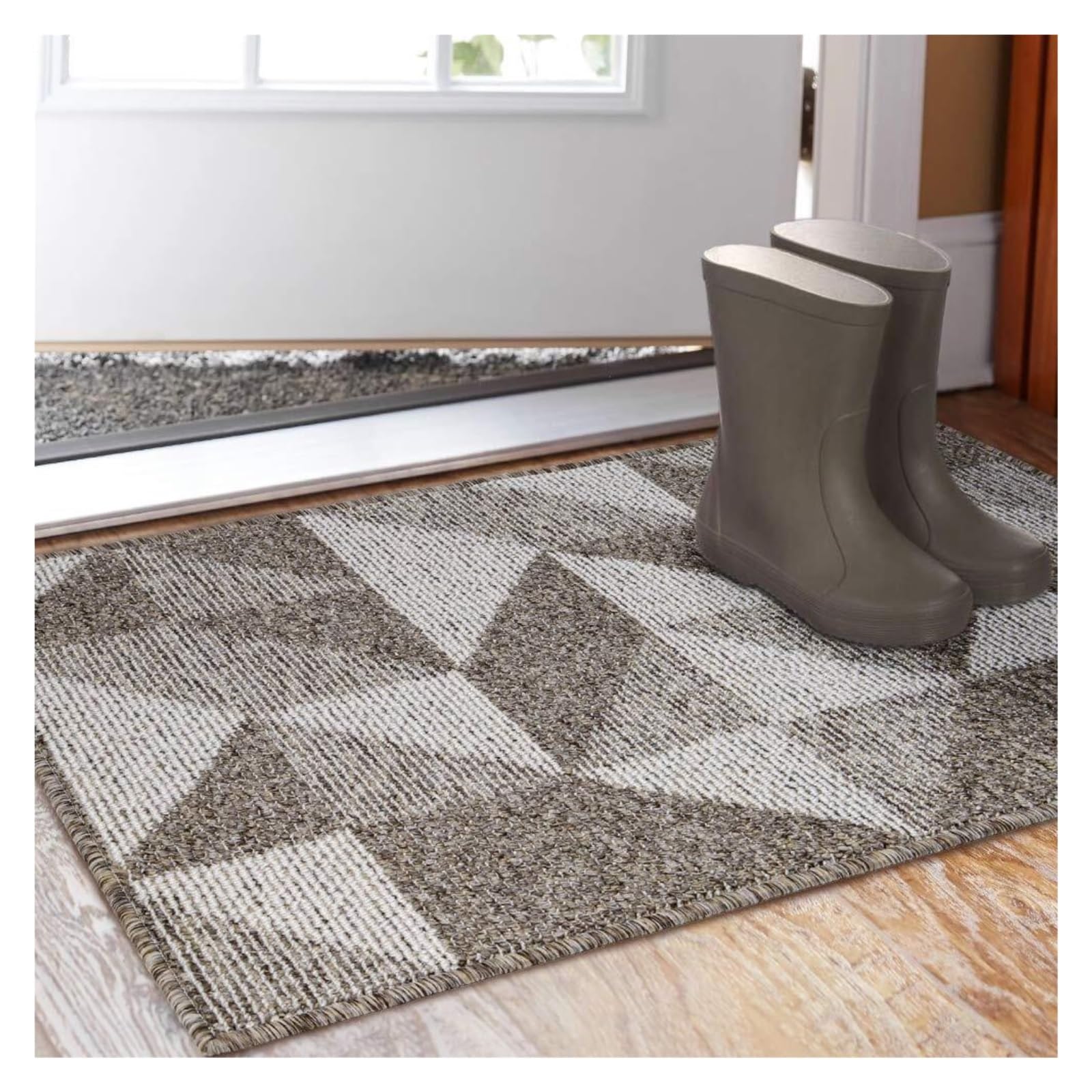 Fußmatte Fußabtreter Saugfähige Vorder- Und Hintertürmatten, Maschinenwaschbare Fußmatten for Die Eingangstür Teppich für Eingang(Brown,60x90cm)