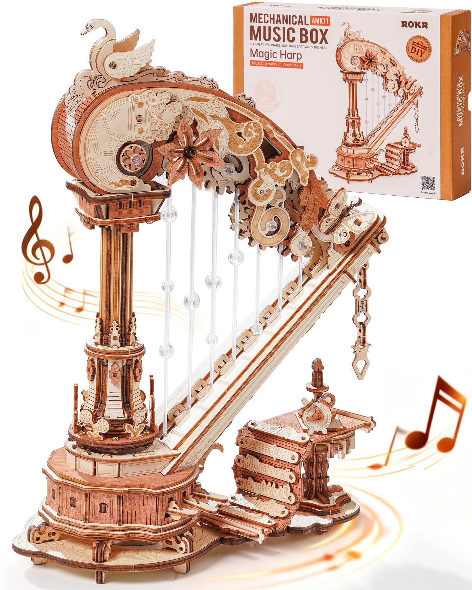 Amazon.com: ROKR 3D Puzzle Magic Harp Music Box, Buildable Model