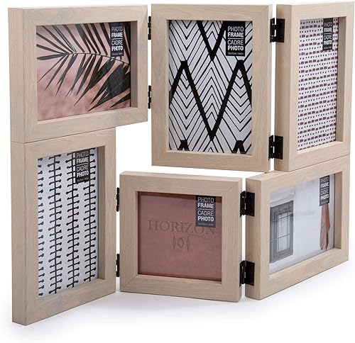 CTG Truu Design - Marco de fotos plegable decorativo de madera, 10.45 x 12.25 pulgadas, color beige