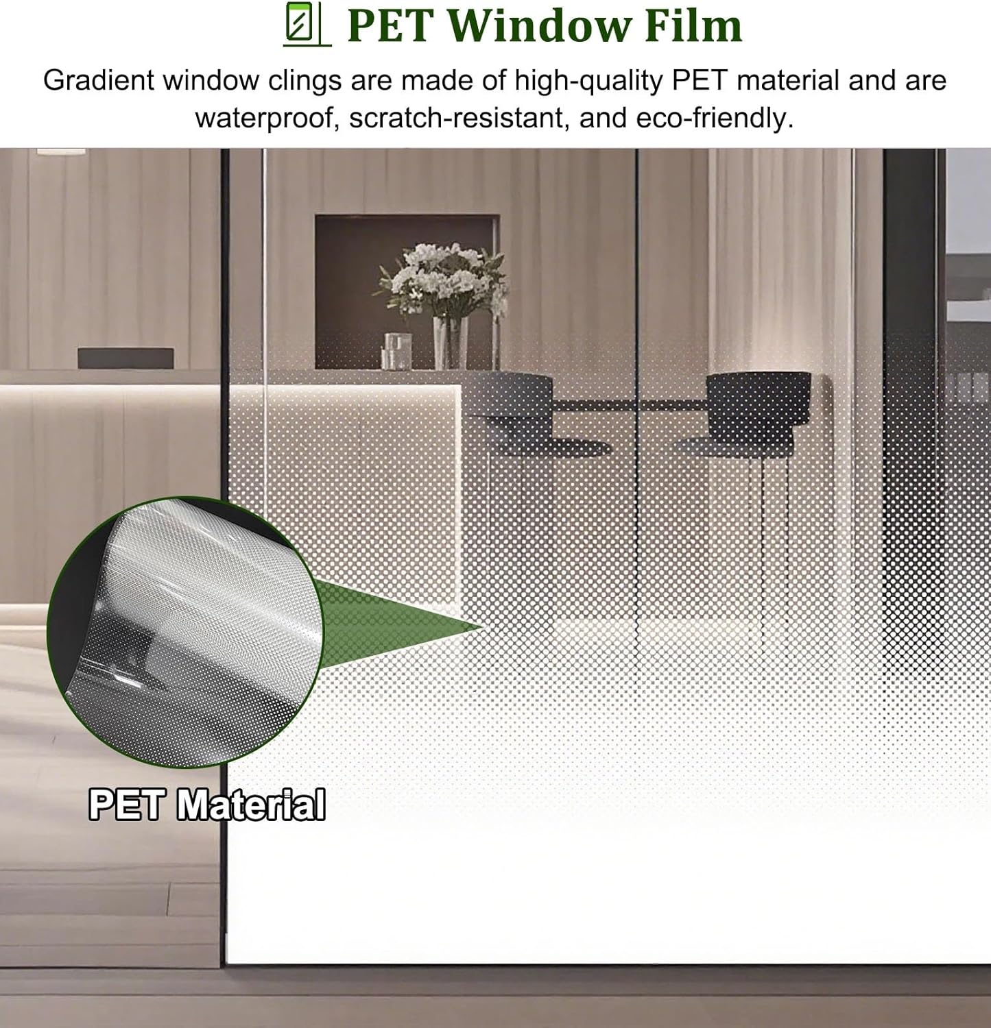 Gradient Window Film Apartment Privacy Window Tint, White Polka-Dot Gradient Frosted Glass Sticker, Emovable Peel Stick Home Door Window Film, Cuttable Glass Tint(4ftx19.7ft)