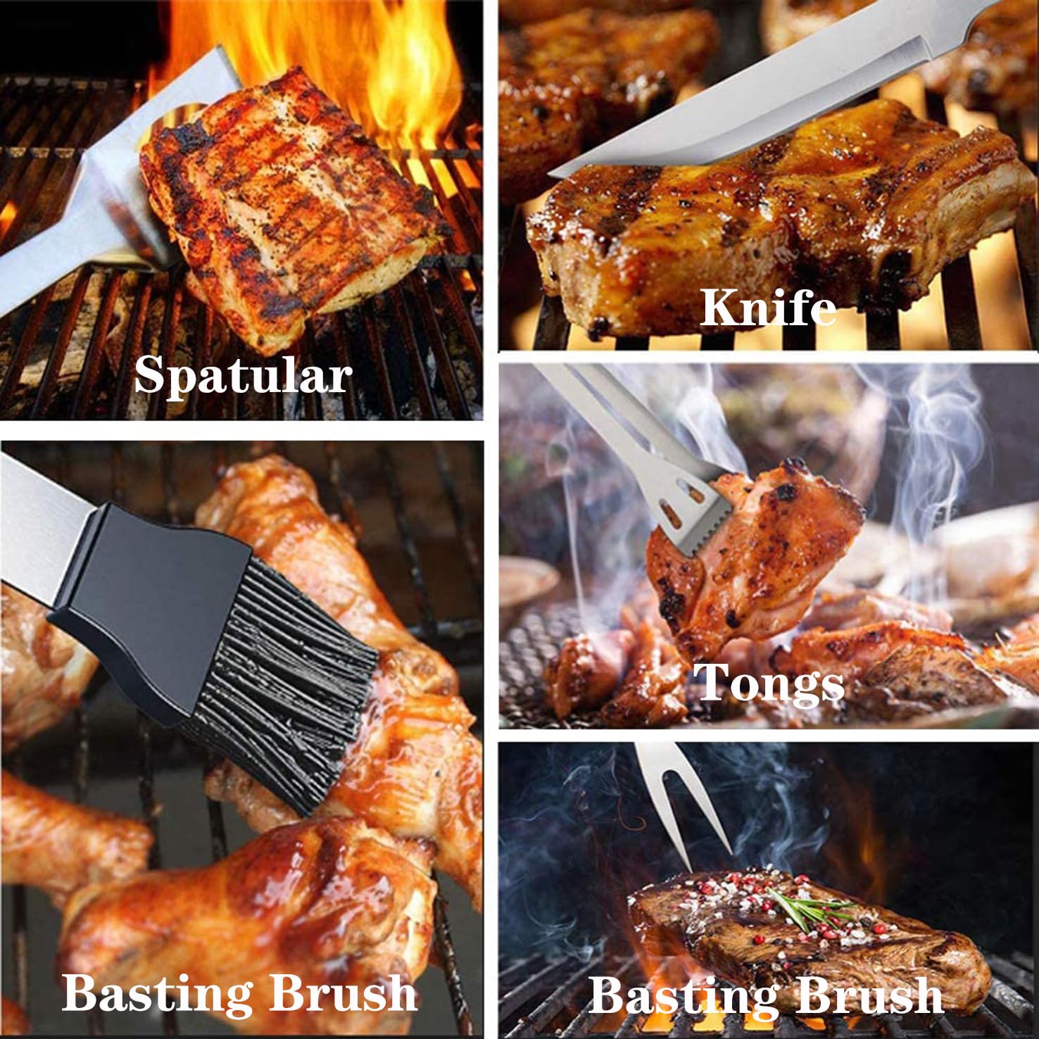 NewlineNY Kit de 9 outils de barbecue en acier inoxydable