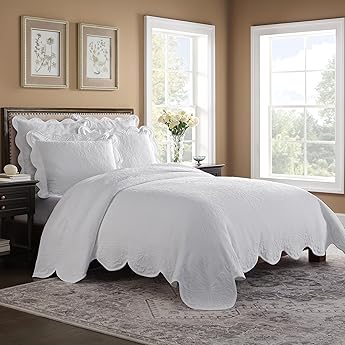 King Charles Modern Farmhouse Floral Matelasse Coverlet, 100% Cotton Breathable Bedding, King/CalKing, Gray
