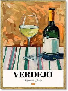 Verdejo Wine Poster Canvas Print Art Print Modern Trendy Wall Art Painting Exquisite Bar Decoration Pictures for Living Room Kitchen Wall Decor Art Print (Wood Framed,12L x 16W)
