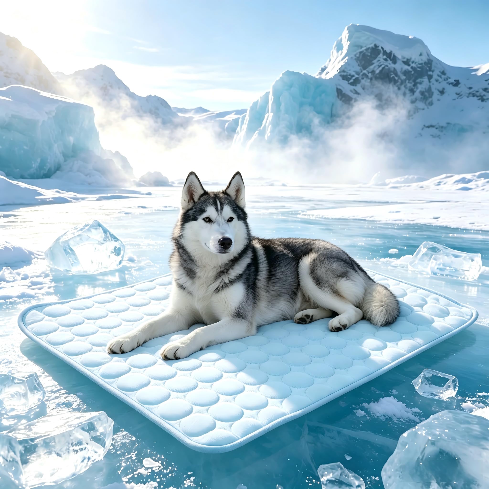 Cooling Mat for Dogs, Pet Cool Bed Mat – Summer Cool Bed, Non‑Slip, Breathable, Washable, Portable for Home, Car & Sofa(Light Blue, 50 * 40cm)
