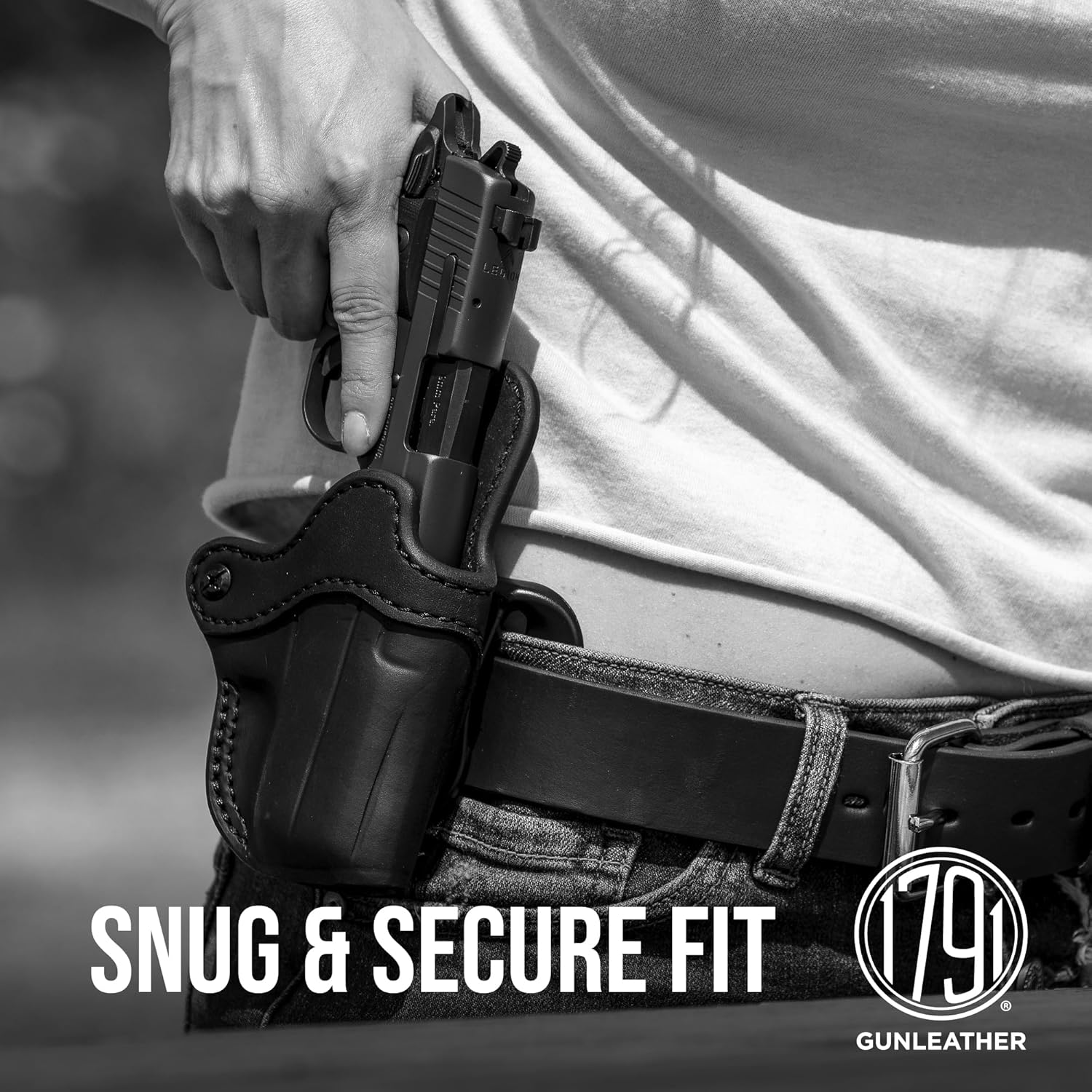 1791 GUNLEATHER K-Frame Revolver Paddle Holster - OWB CCW Leather Gun Holster for Belts - Right Handed - Fits Ruger GP100, Smith & Wesson K Frame and 686