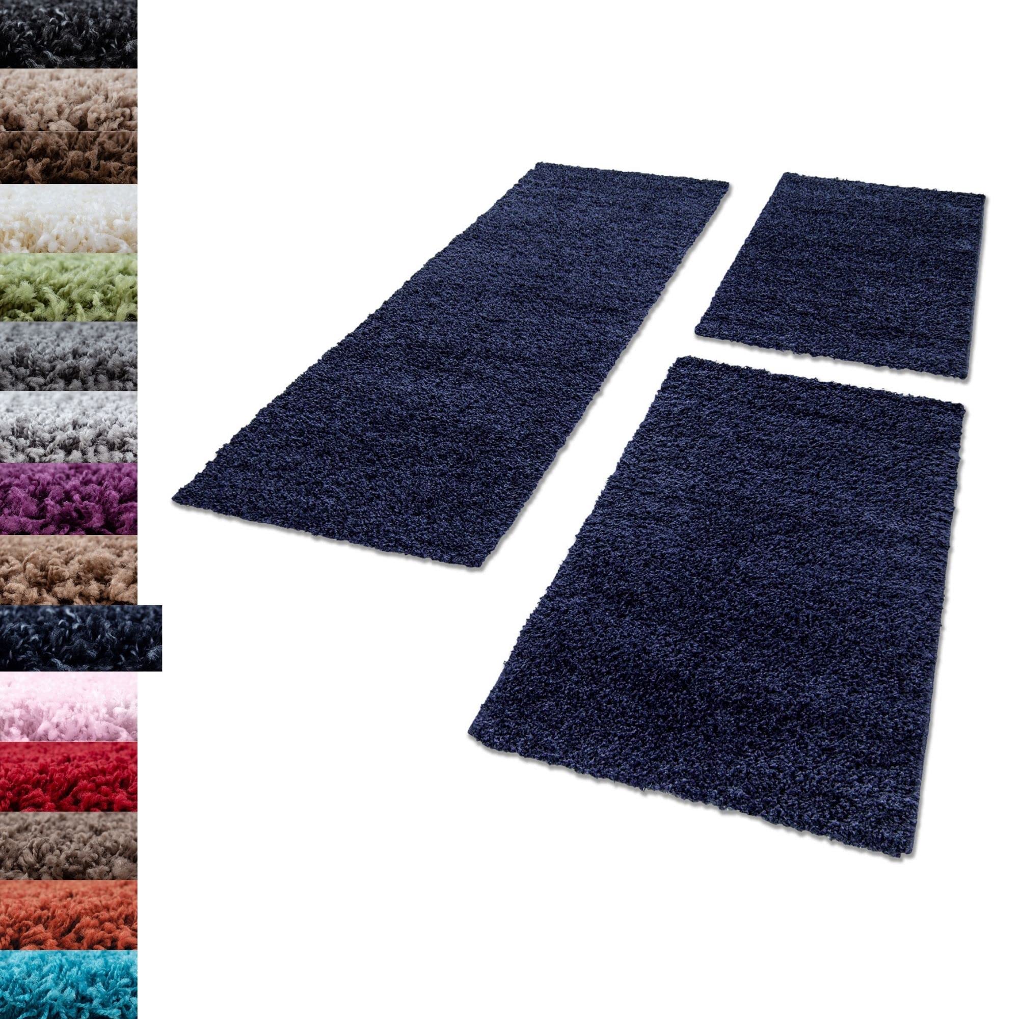 Carpettex Bettumrandung Shaggy Teppich Läuferset 3 teilig Hochflor Einfarbig Langflor