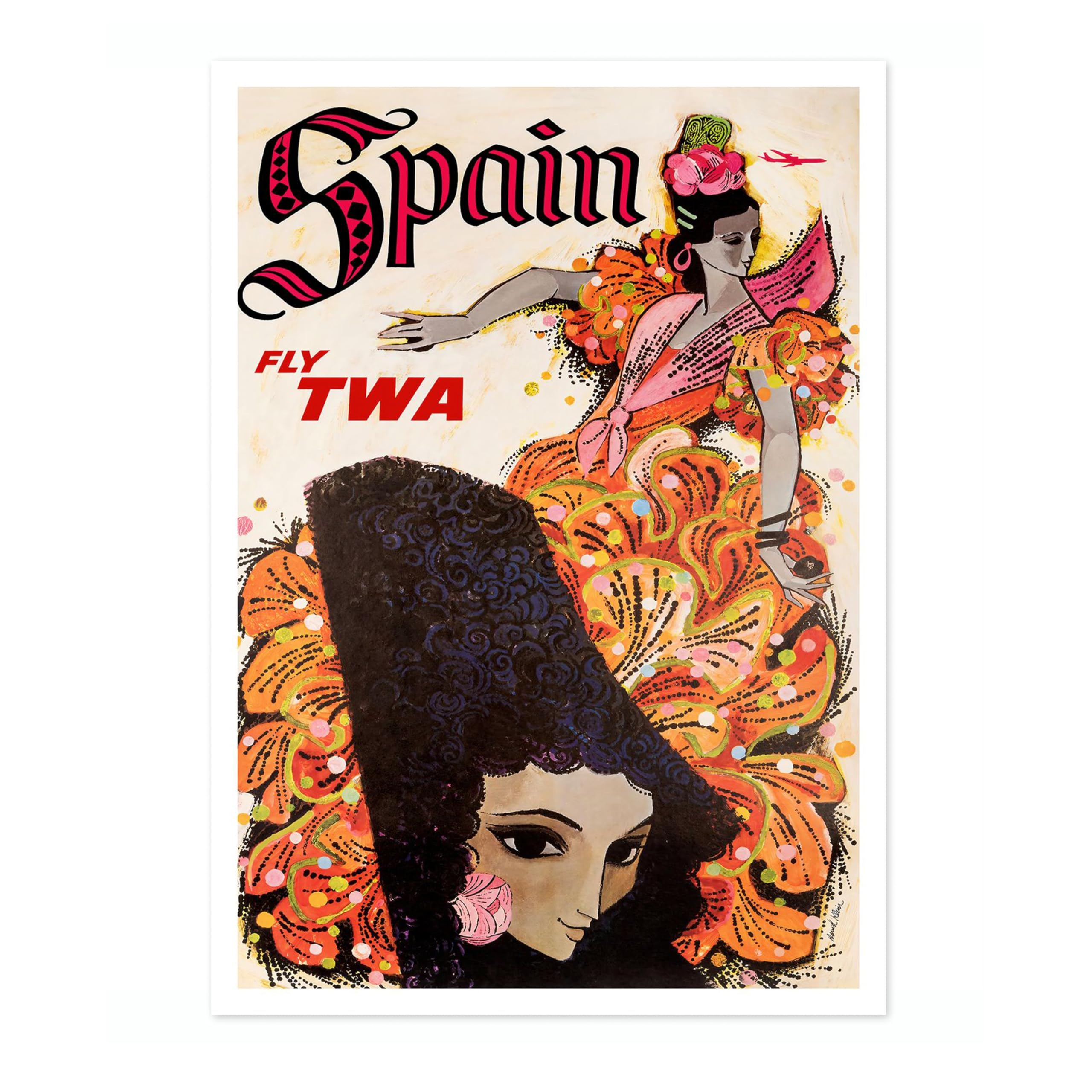 Fly To Spain Vintage Spanish Travel Poster, Retro Spain Tourism Print, Decoration Wall Art Seville Landmark Bedroom Decor, A3 (Print Only) - 42x29.7cm โ image 1