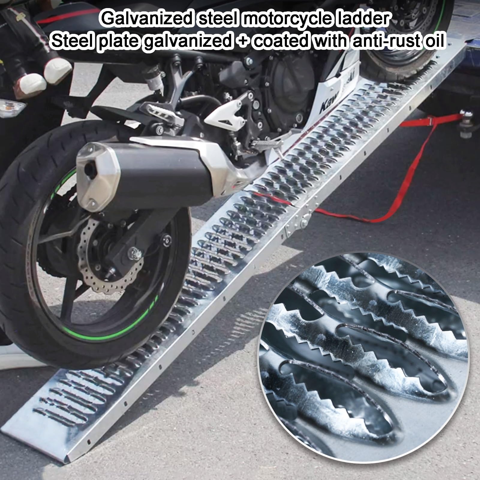 Aluminium Chargement Rampes Pour Ramassage Camions, 6,2 Pieds Moto Rampe 440 LBS Capacité, Camion Vélos VTT Trottinettes Rampes(Silver-190cm,1pcs)
