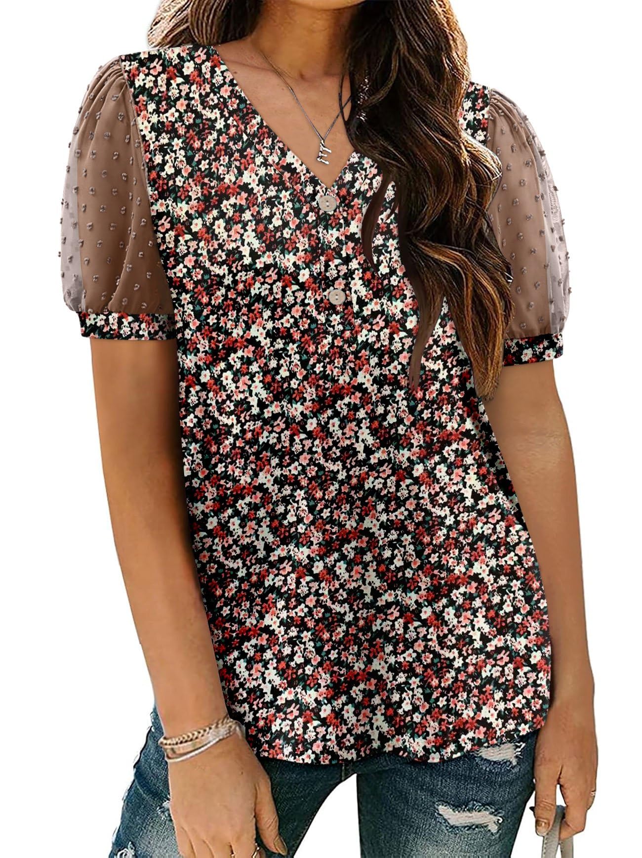 StunShow Blouses for Women Dressy Casual Short Sleeve Shirts for Women Summer Tops 2025 (S-3XL)