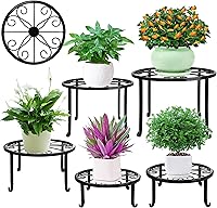 XGUNION Metal Plant Stands 5 Pack - Heavy Duty Rustproof Iron Holders for Indoor Outdoor Pots, Patio Garden Decor