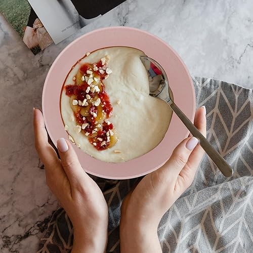 Miniatura 7 de Wrova Juego de 6 cuencos de paja de trigo, cuencos irrompibles de 36 onzas, aptos para microondas y lavavajillas, cuencos de cocina sin BPA para