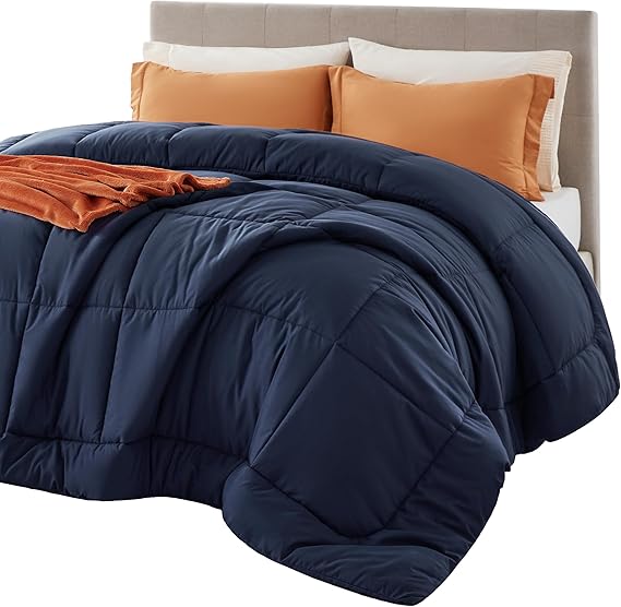 Bedsure Comforter Duvet Insert - Quilted Comforters Oversize Queen, All Season Duvet, GentleSoft™ Down Alternative Bedding, with 8 Tabs, Gifts for Women/Men, Navy Blue, Oversize Queen 98 x 98 Inches