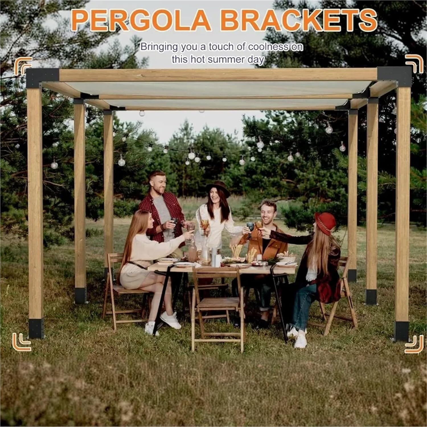 Pergola Bracket Kit, Wood Gazebo Brackets Kit, 3-Way and 4-Way Right Angle Corner Bracke