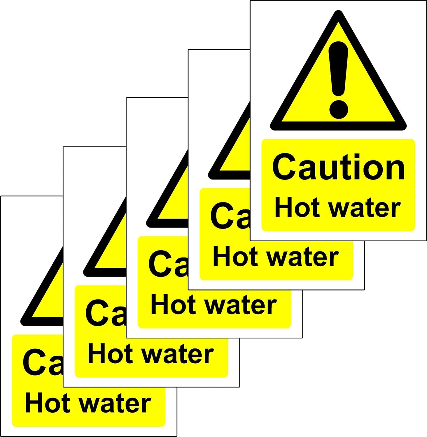 Lot de 5 stickers de sécurité Caution Hot Water 100 x 75 mm : Amazon.fr