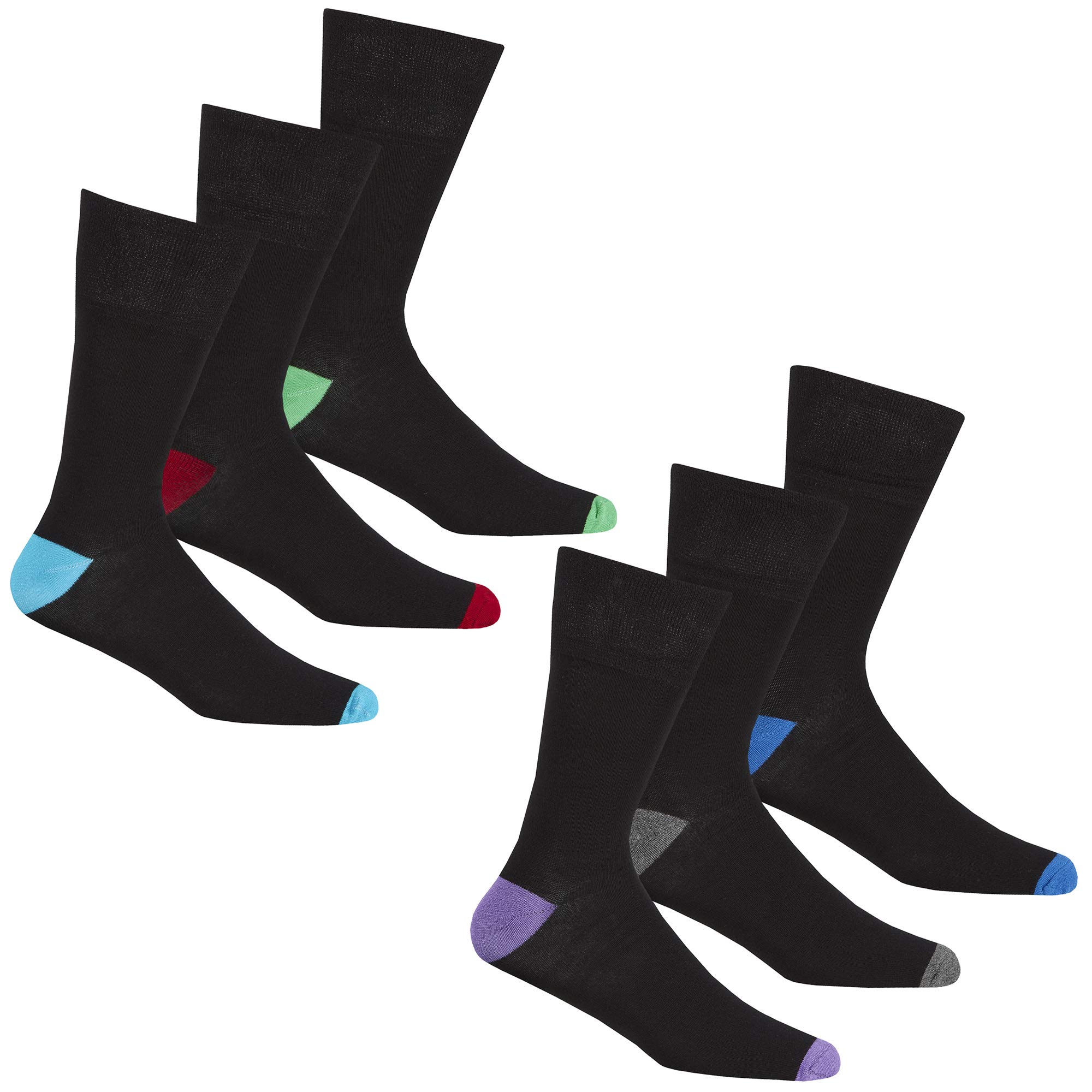Metzuyan 6 Pairs Mens Bamboo Colourful Plain Non Elastic Diabetic Socks Gentle Soft 6-11 UK