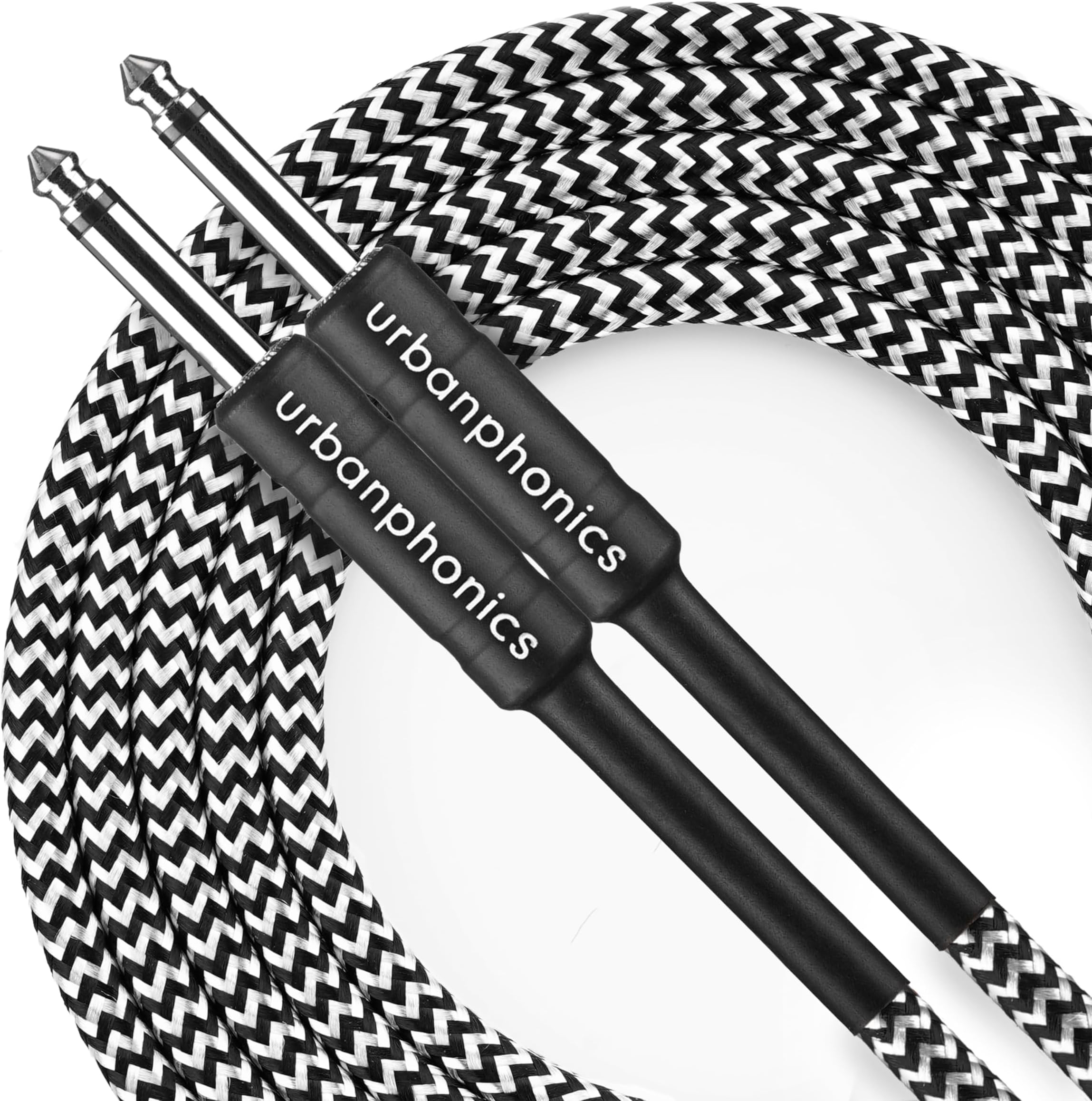 Urbanphonics Professional Premium Quality Instrument Lead Cable for Electric Guitar, Electro-Acoustic, Bass & Keyboard - Quality Braided Tweed - 1/4 Straight Standard Jack to Jack - 10 foot (3m)