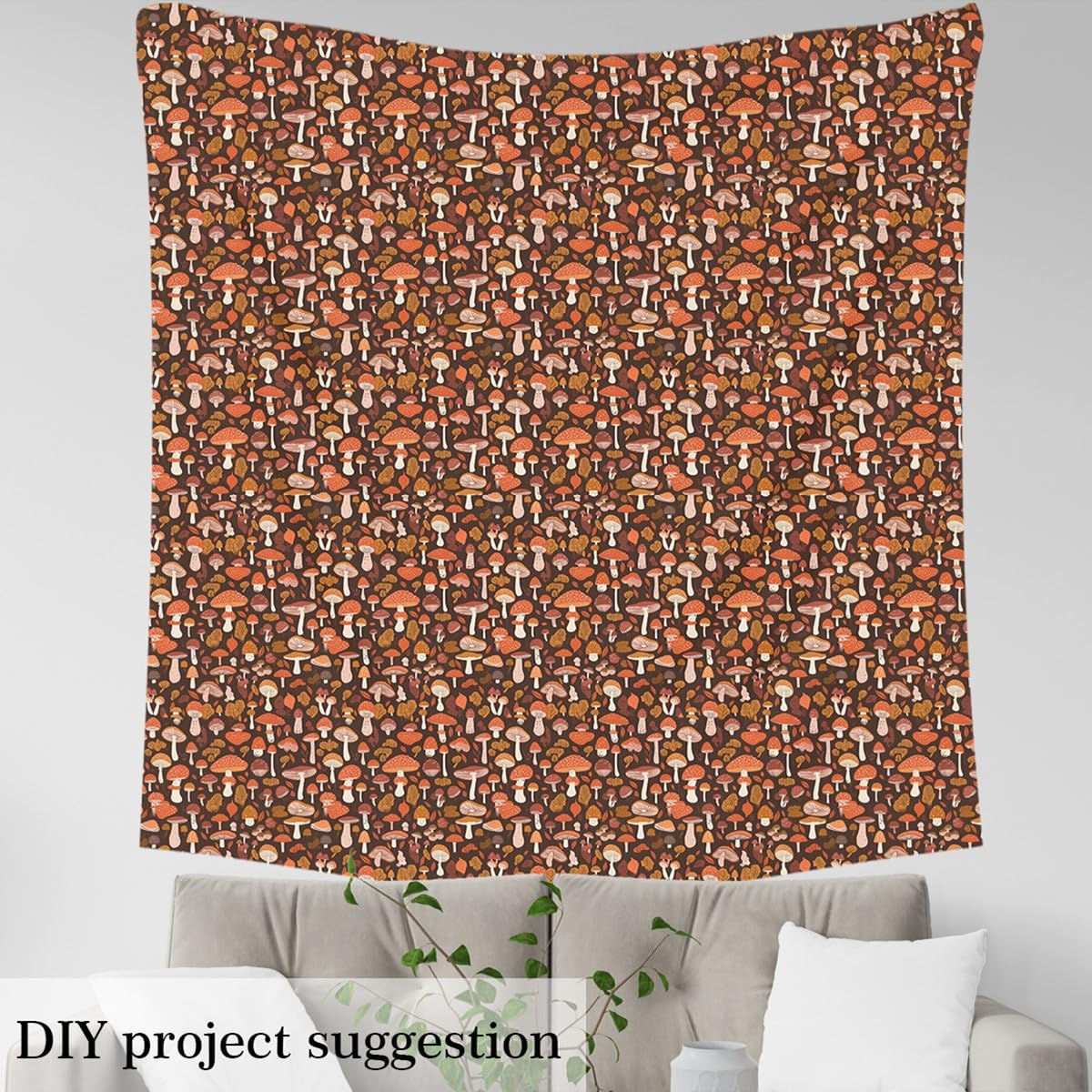 Homemissing The Yard - Tessuto per tappezzeria a funghi per sedie, 276 x 150 cm, motivo funghi rossi e marroni, impermeabile, per esterni, per sedie, tappezzeria selvaggia, decorazione in tessuto