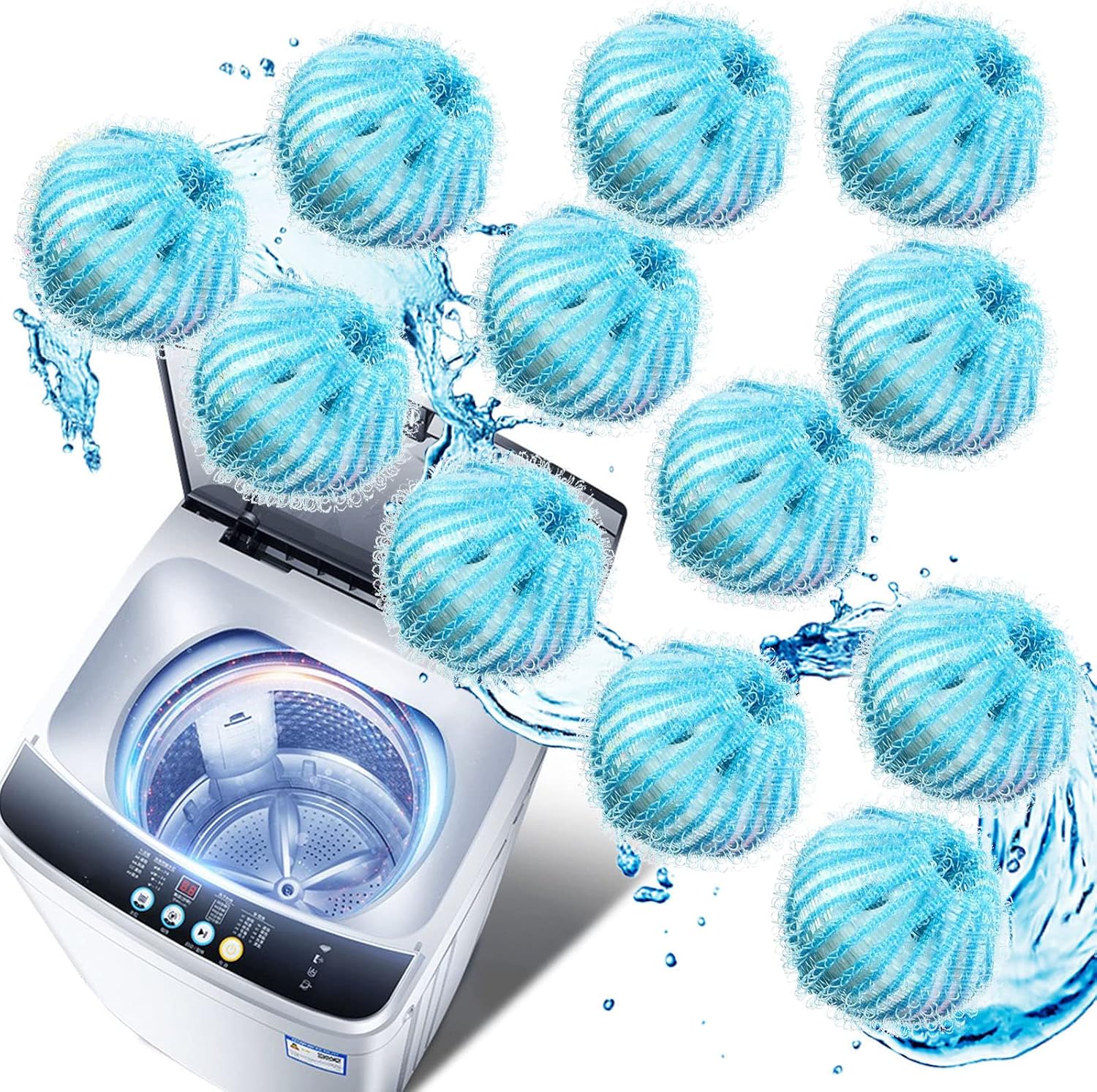 TUHIMO Pet Hair Remover for Laundry, Dog Hair Remover for Laundry, Pet Hair Remover for Clothes,Dryer Balls Laundry Reusable, Laundry Hair Catcher for Washing Machine,12 PCS