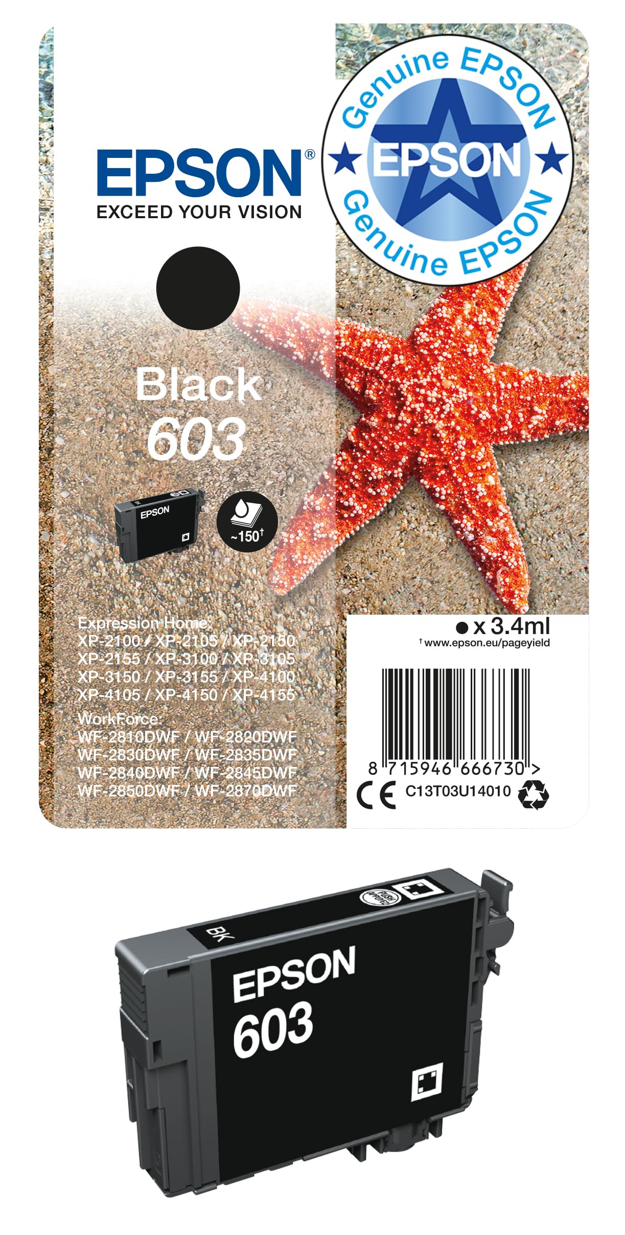 Epson ink cartridge black 603 T 03U1