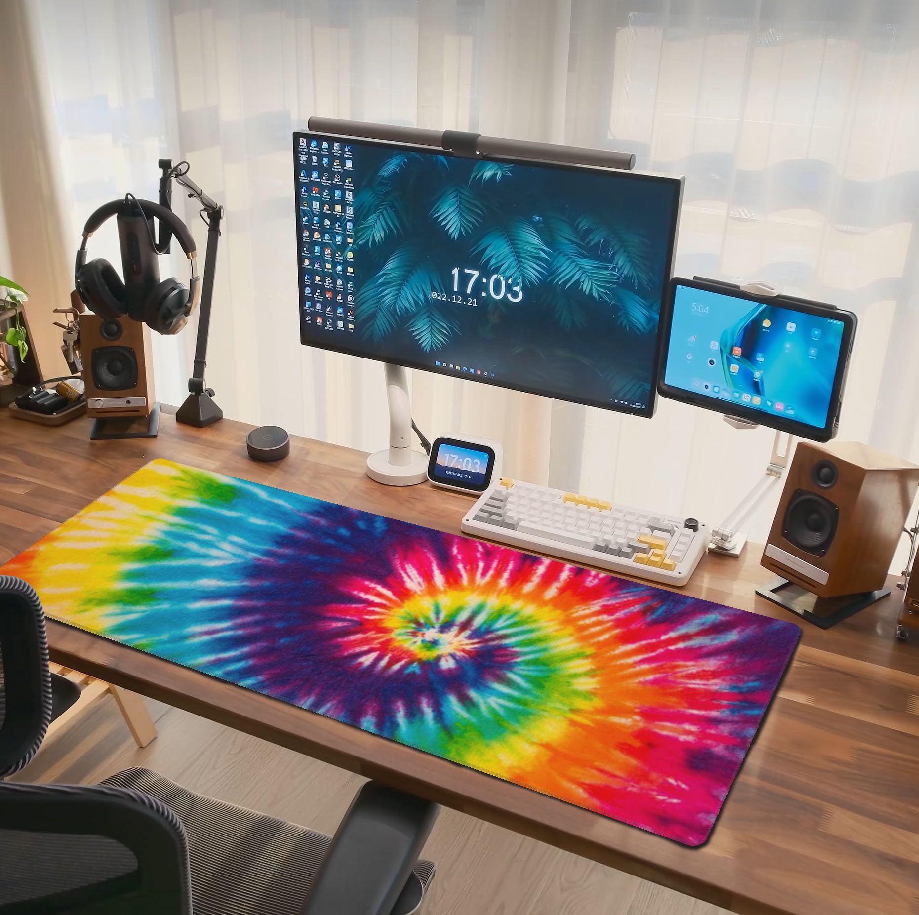 Cool Tie Dye Art Mouse Pad Extended Large Gaming Mousepad XL Big Long Oversized Desk Mat Stitched Edges 31.5 X 11.8 Inch for Home Office
