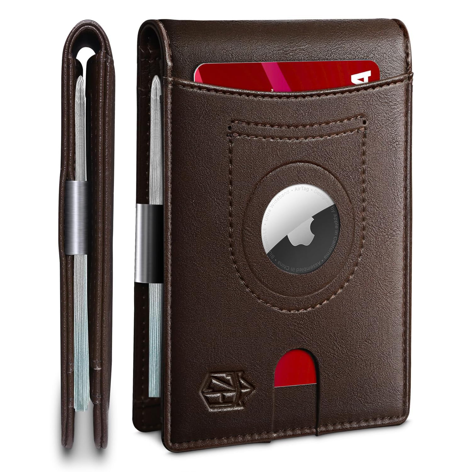 Zitahli Men's Wallets Airtag Holder Slim Rfid Leather with Gift Box