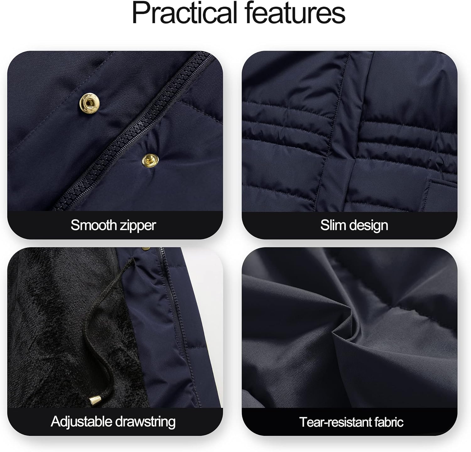 Chrisuno Women's Winter Warm Coats Puffer Jacket Long Drawstring Waterproof Snow Parka With Removable Faux Fur Trim Hood - Image 7