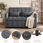 Sleeper Loveseat, 3-in-1 Convertible Pull Out Couch with 5 Level Adjustable Backrest, Sofa Bed with Side Pockets for Living Room, Bedroom, Easy Assembly,Light Grey,1 PCS