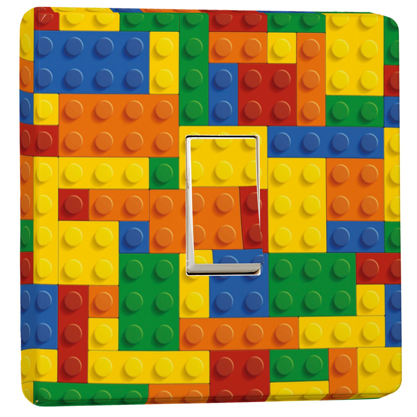 Stika.co Multicolor Kids Construction Blocks Design - Crabtree Single Light Switch 4070 - Self Adhesive Vinyl Stickers