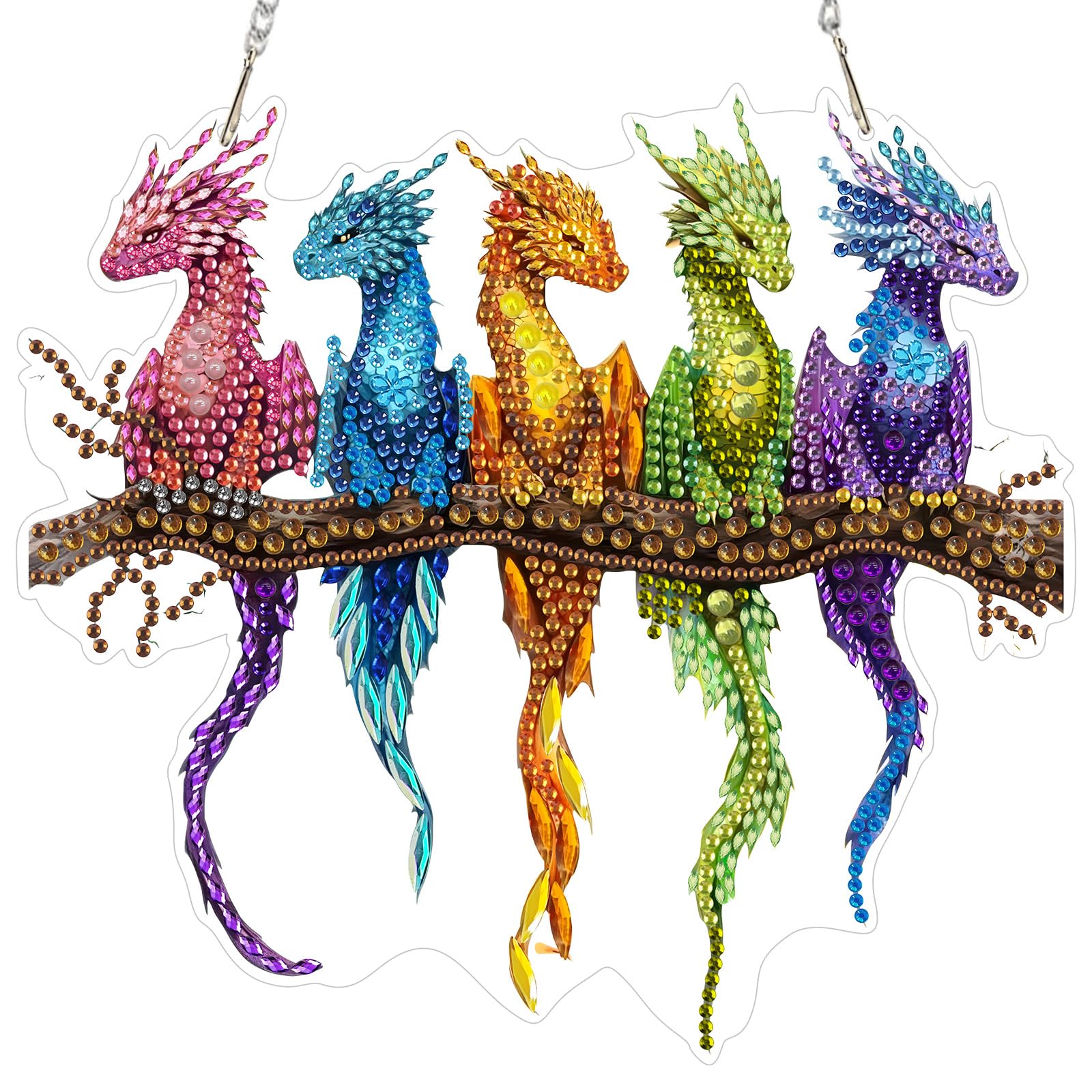 MEIYUDA Hanging Diamond Art Kits Adults Dragon, Special Shaped Crystal Rhinestone Suncatcher, 5D Diamond Art for Adults Beginners Kids DIY Kits, Window Hanging Ornament